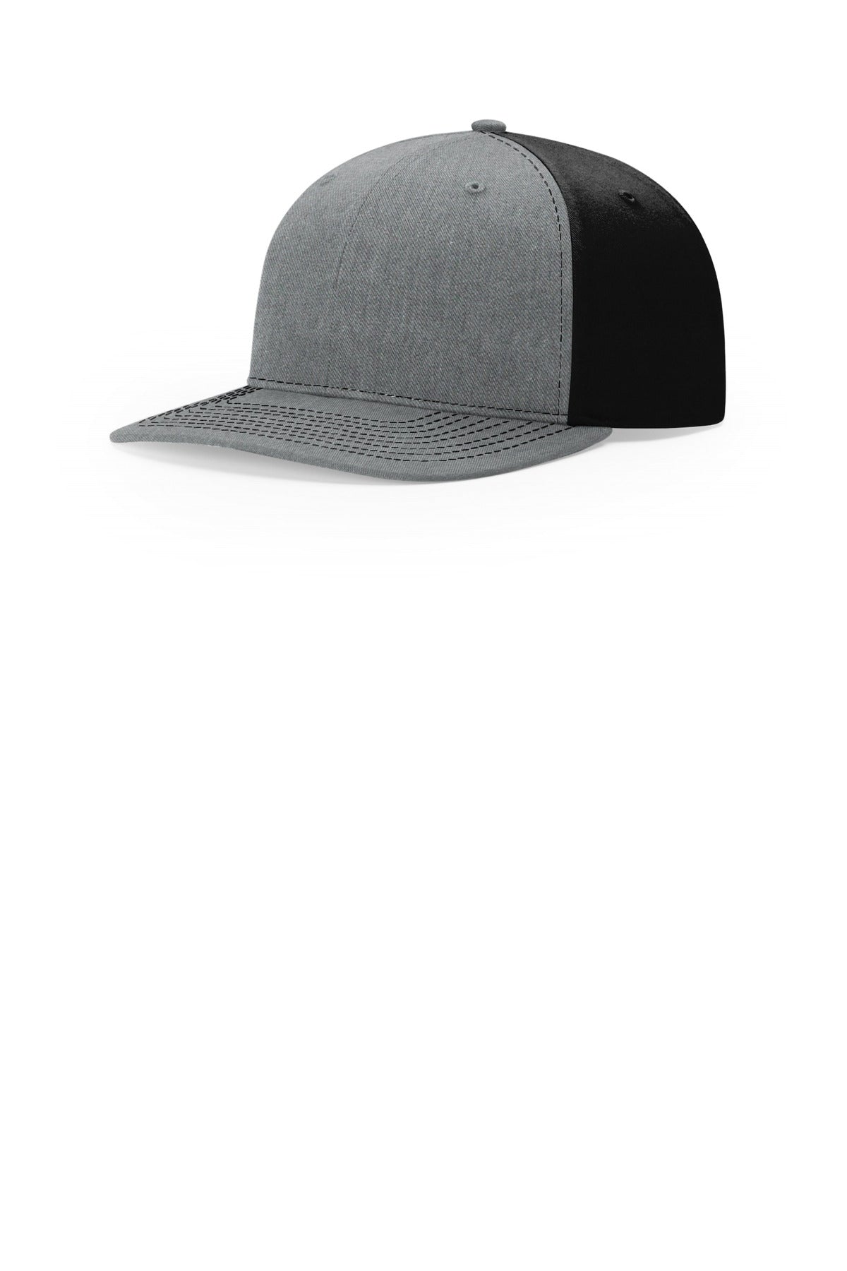 Custom Heather Grey/ Black Solid Twill Trucker 312, personalized by SanCanDo Swag in Argyle, TX