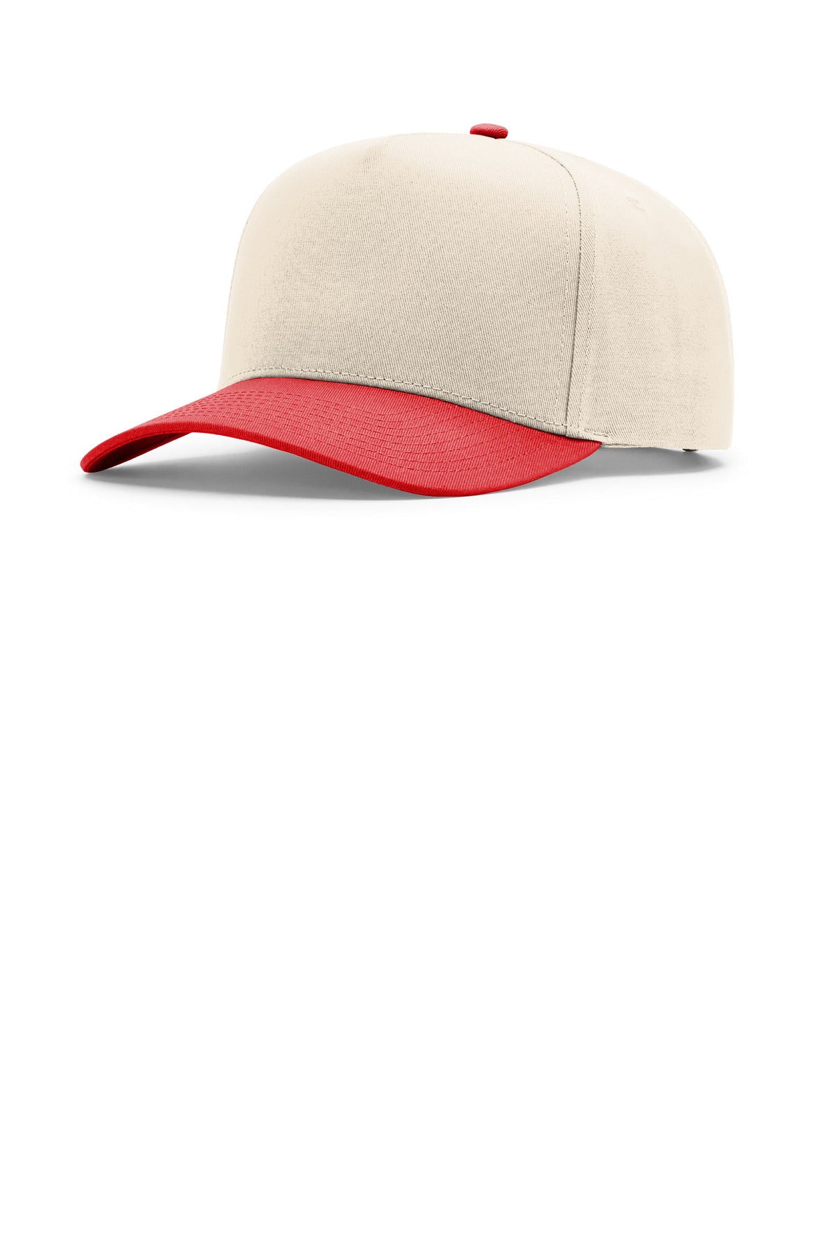 Custom Cream/ Cream/ Red Full Fabric 5-Panel Champ 323FPC, personalized by SanCanDo Swag in Argyle, TX