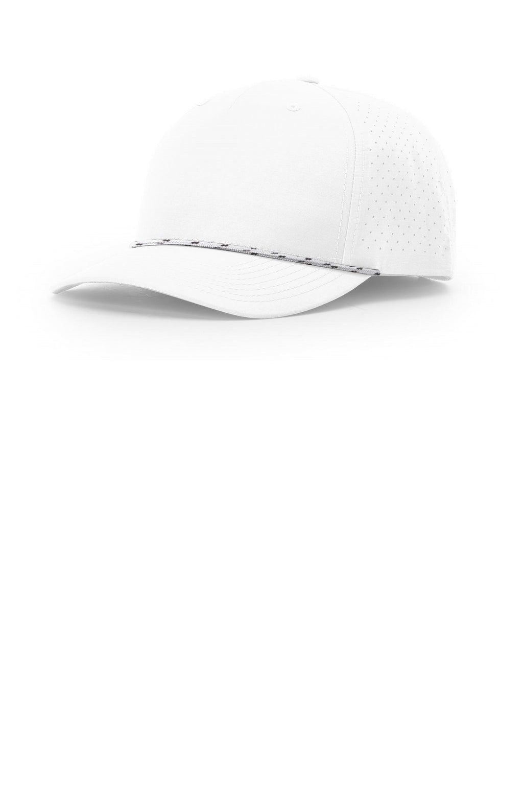 Custom White/ White Black Laser Perf Performance Rope Cap 355, personalized by SanCanDo Swag in Argyle, TX