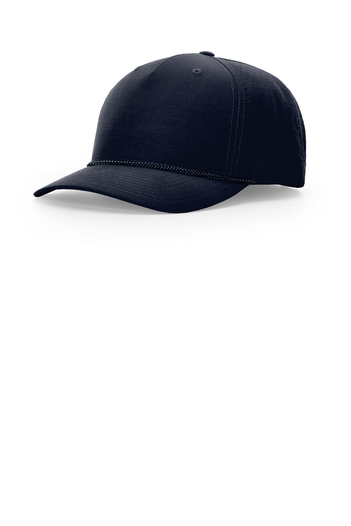 Custom Navy/ Midnight Navy Grey Blue Laser Perf Performance Rope Cap 355, personalized by SanCanDo Swag in Argyle, TX