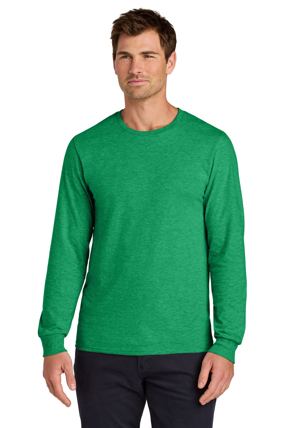 Custom Retro Heather Green Classics Unisex Cotton Long Sleeve Tee 363L, personalized by SanCanDo Swag in Argyle, TX
