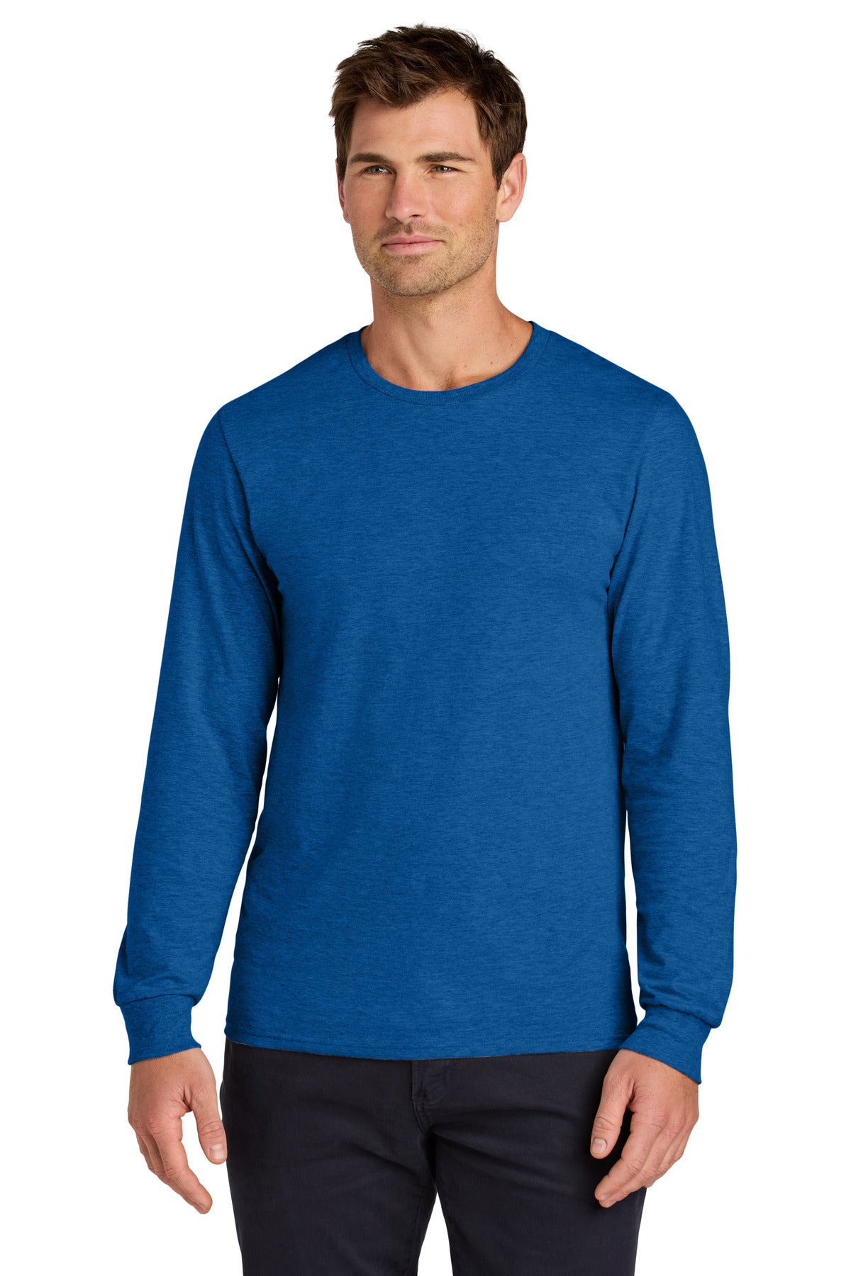 Custom Retro Heather Royal Classics Unisex Cotton Long Sleeve Tee 363L, personalized by SanCanDo Swag in Argyle, TX