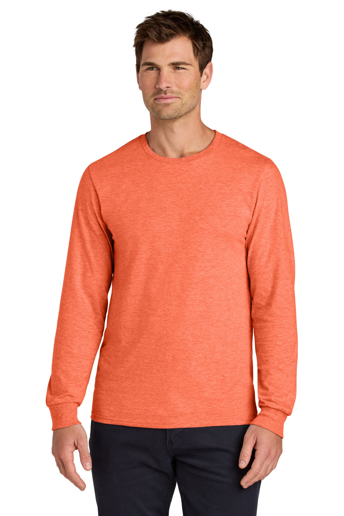Custom Retro Heather Coral Classics Unisex Cotton Long Sleeve Tee 363L, personalized by SanCanDo Swag in Argyle, TX