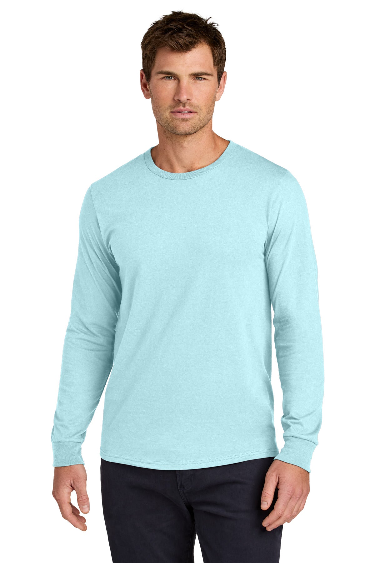 Custom Breezy Blue Classics Unisex Cotton Long Sleeve Tee 363L, personalized by SanCanDo Swag in Argyle, TX