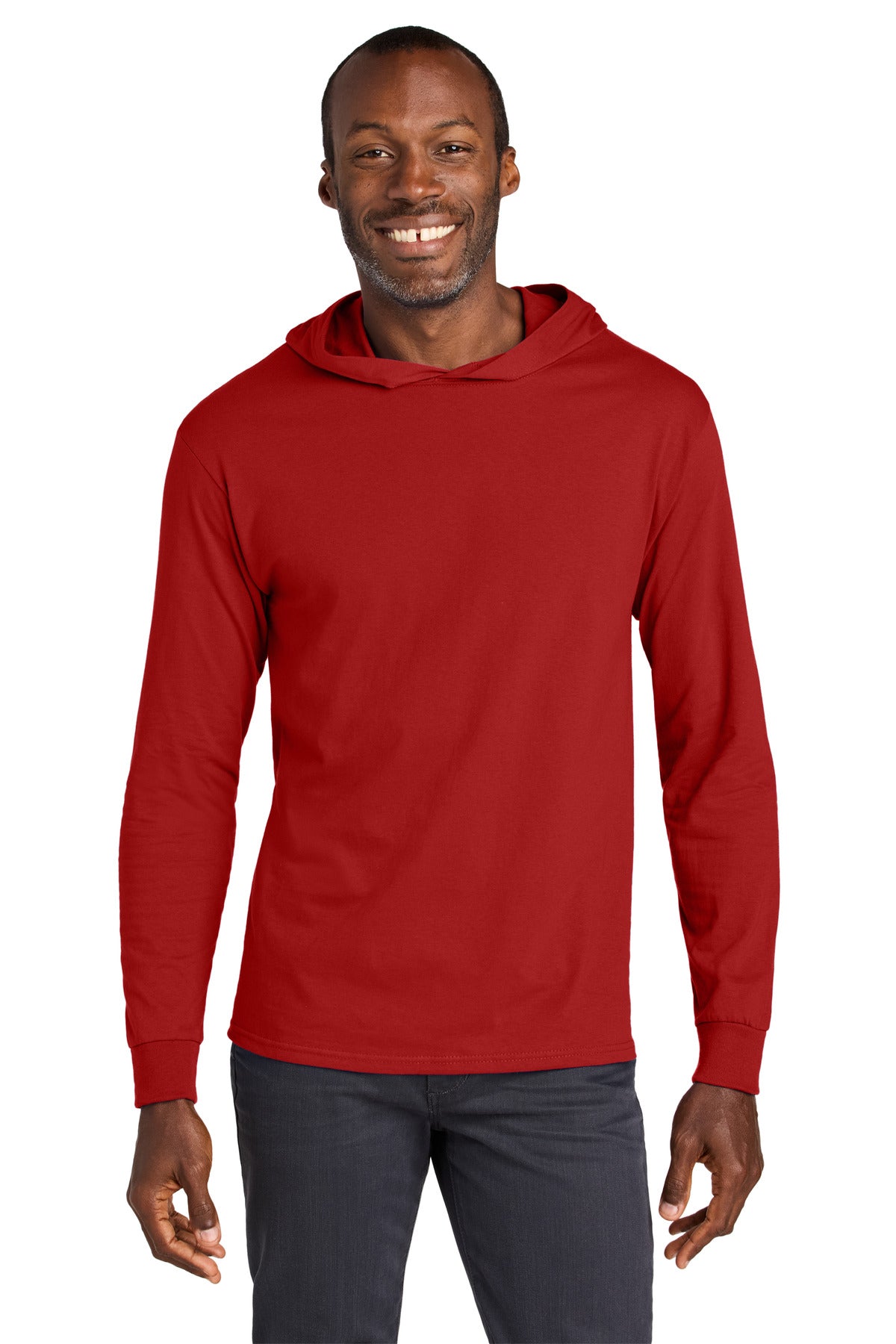 Custom True Red Classics Cotton Long Sleeve Hooded Tee 363LH, personalized by SanCanDo Swag in Argyle, TX