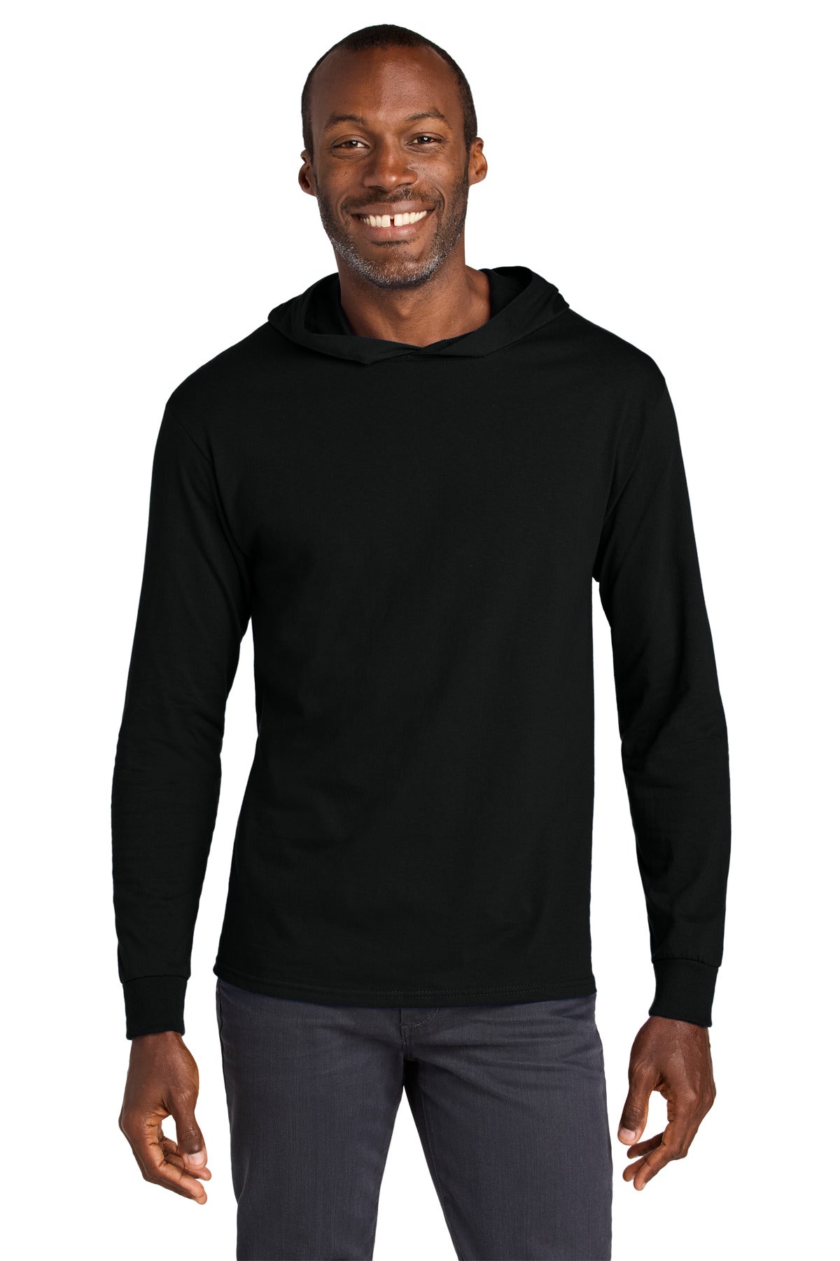 Custom Black Ink Classics Cotton Long Sleeve Hooded Tee 363LH, personalized by SanCanDo Swag in Argyle, TX