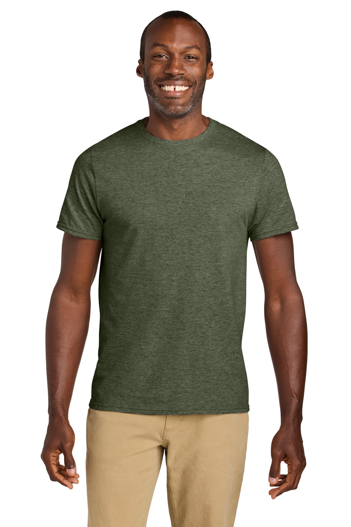 Custom Military Green Heather Classics Unisex Cotton Tee 363M, personalized by SanCanDo Swag in Argyle, TX
