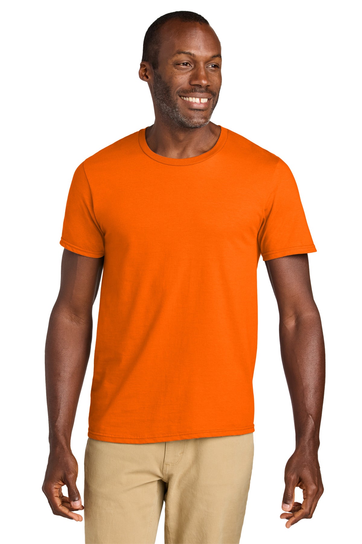 Custom Safety Orange Classics Unisex Cotton Tee 363M, personalized by SanCanDo Swag in Argyle, TX