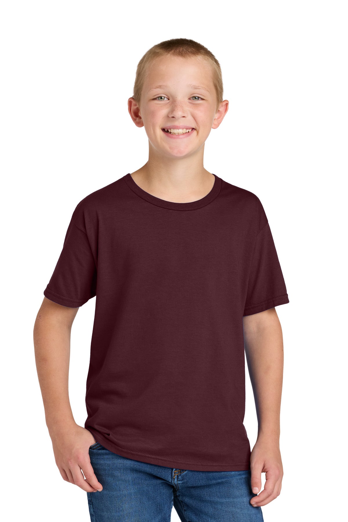 Custom Maroon Classics Youth Cotton Tee 363Y, personalized by SanCanDo Swag in Argyle, TX