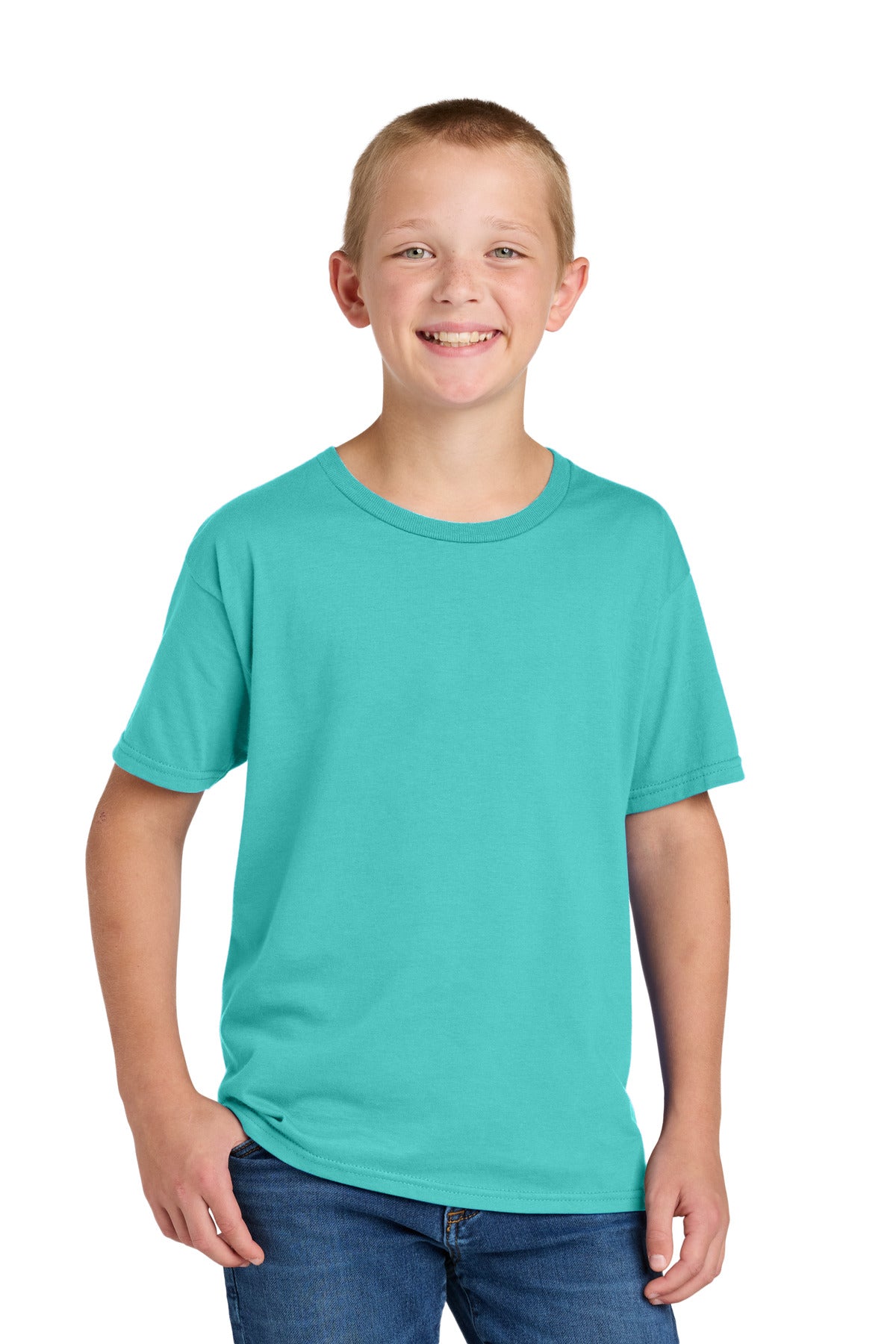 Custom Scuba Blue Classics Youth Cotton Tee 363Y, personalized by SanCanDo Swag in Argyle, TX