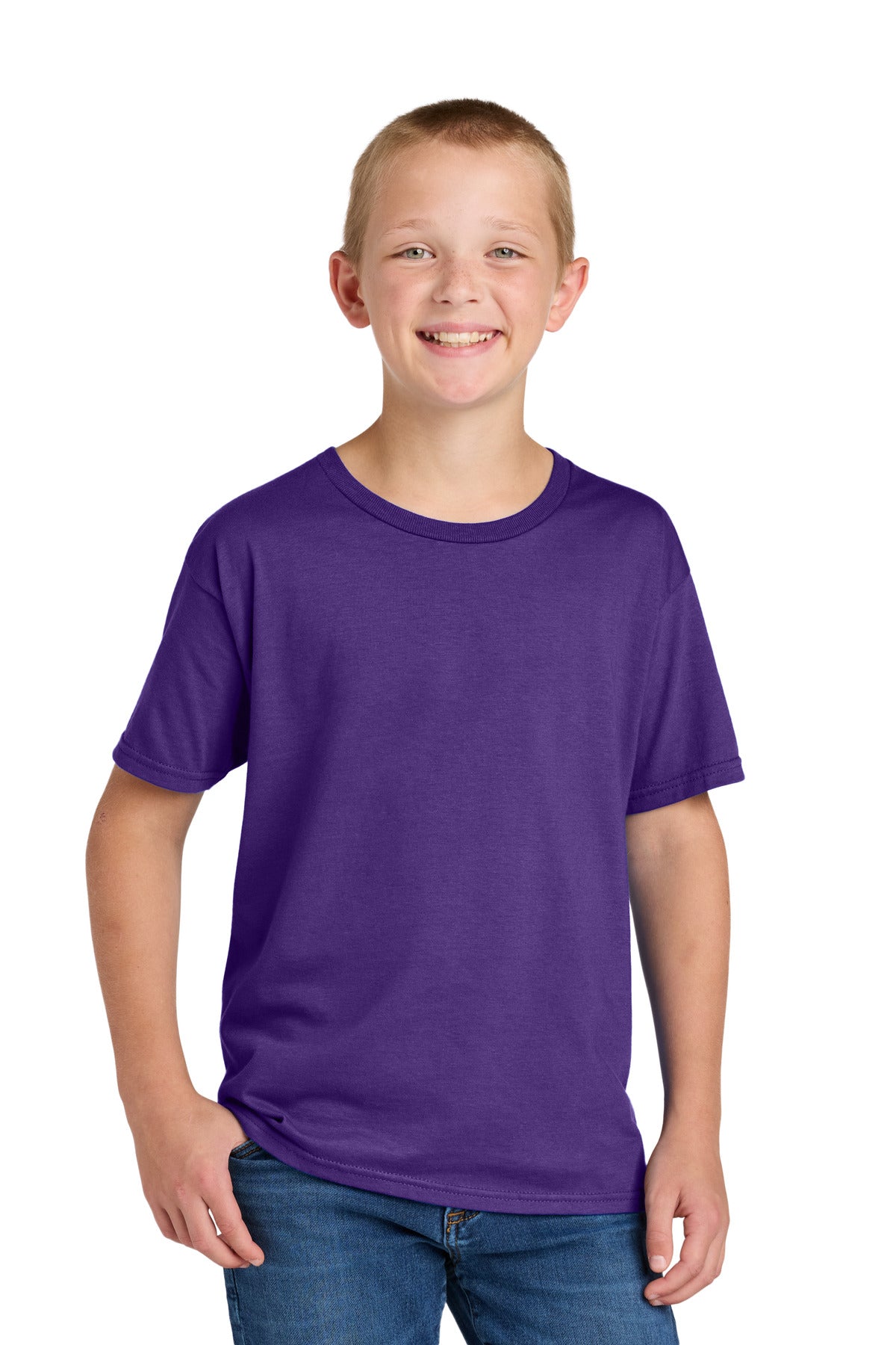 Custom Purple Classics Youth Cotton Tee 363Y, personalized by SanCanDo Swag in Argyle, TX