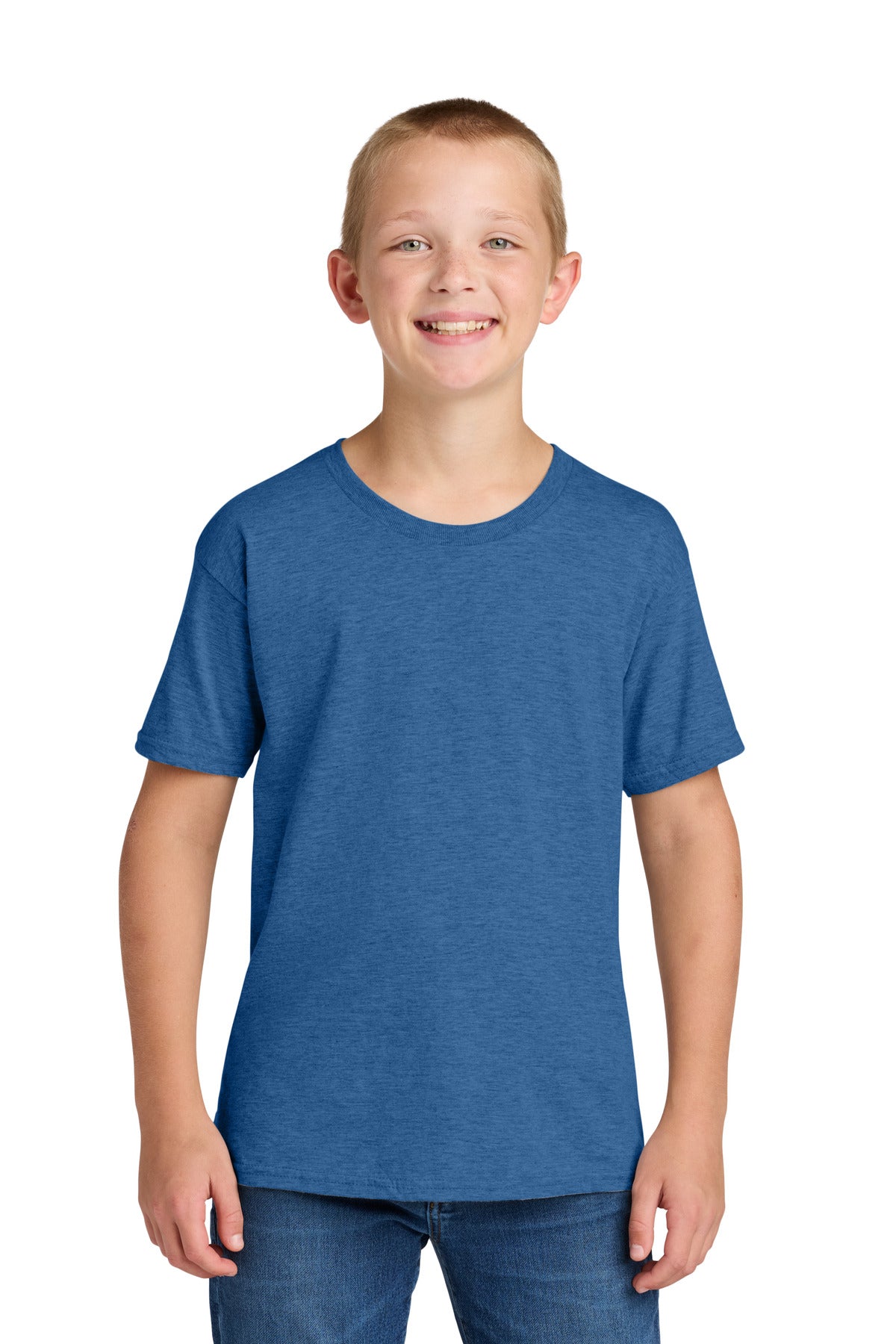 Custom Retro Heather Royal Classics Youth Cotton Tee 363Y, personalized by SanCanDo Swag in Argyle, TX