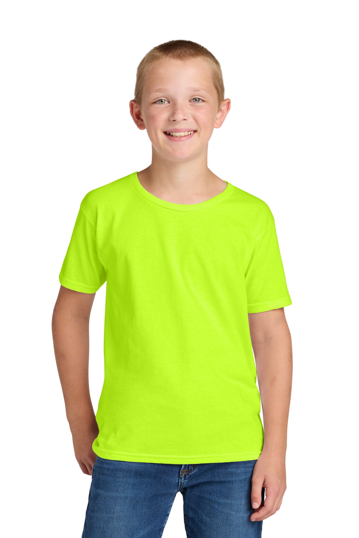 Custom Safety Green Classics Youth Cotton Tee 363Y, personalized by SanCanDo Swag in Argyle, TX
