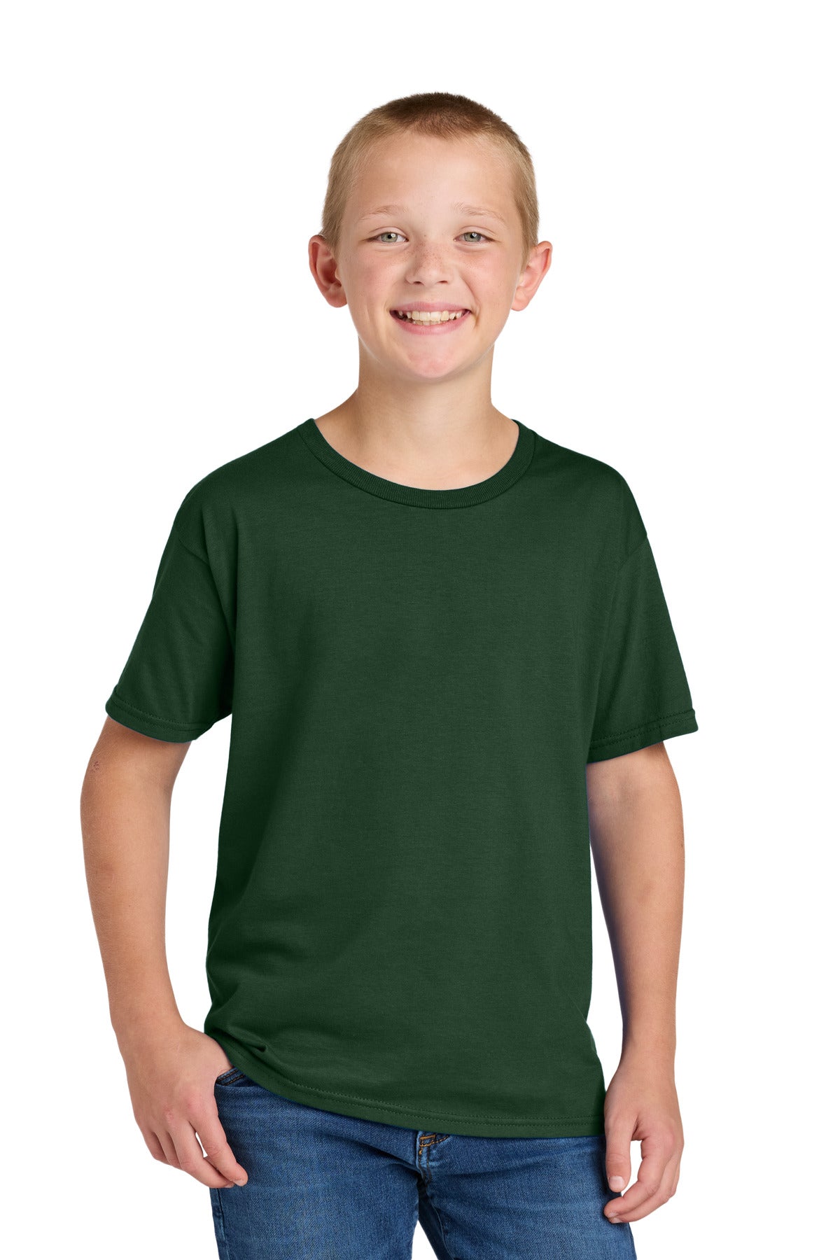Custom Forest Green Classics Youth Cotton Tee 363Y, personalized by SanCanDo Swag in Argyle, TX