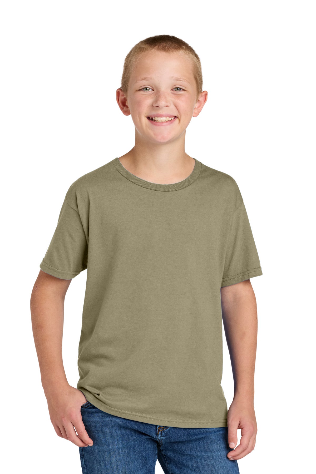 Custom Khaki Classics Youth Cotton Tee 363Y, personalized by SanCanDo Swag in Argyle, TX
