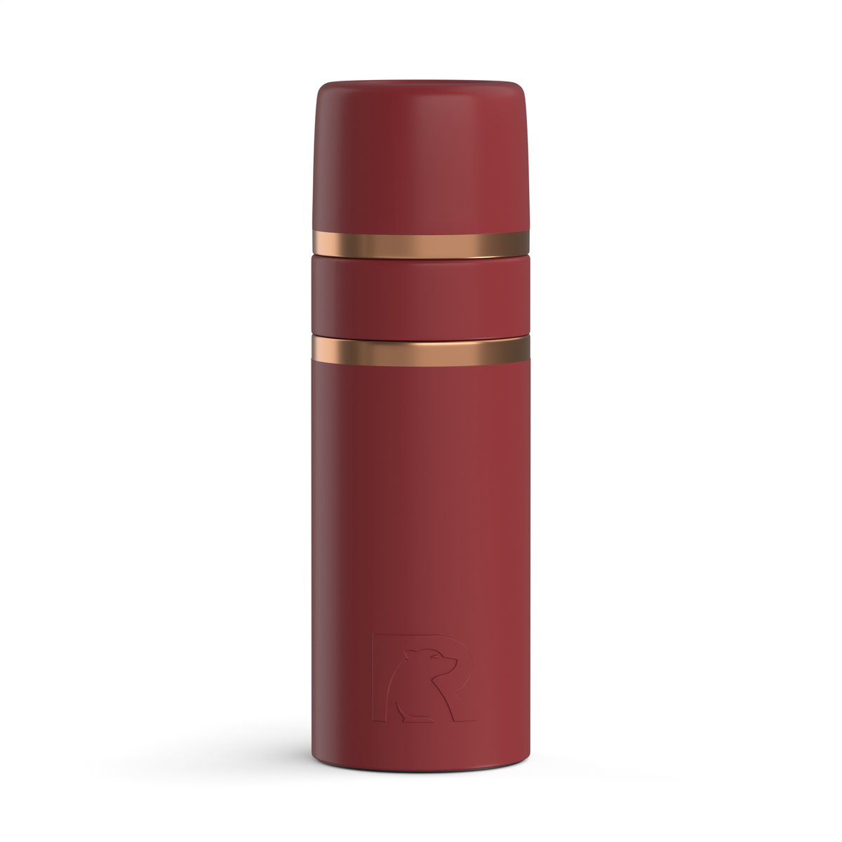 Custom RTIC 8 oz Happy Hour Flask in Black Cherry, personalized by SanCanDo Swag in Argyle, TX