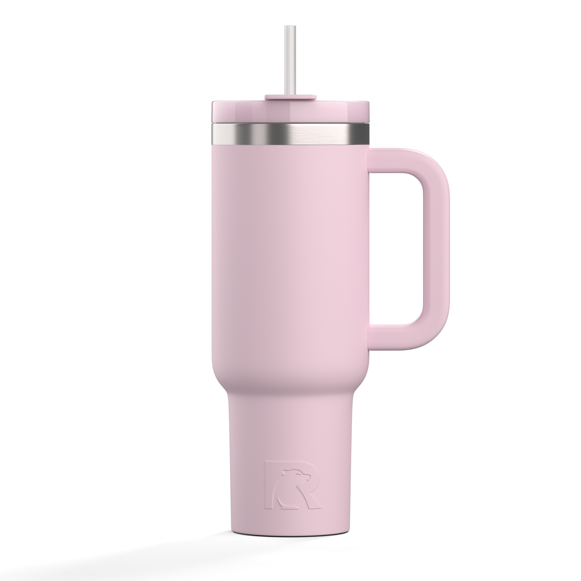 Custom Pale Pink RTIC 40 oz Road Trip Tumbler, personalized by SanCanDo Swag in Argyle, TX