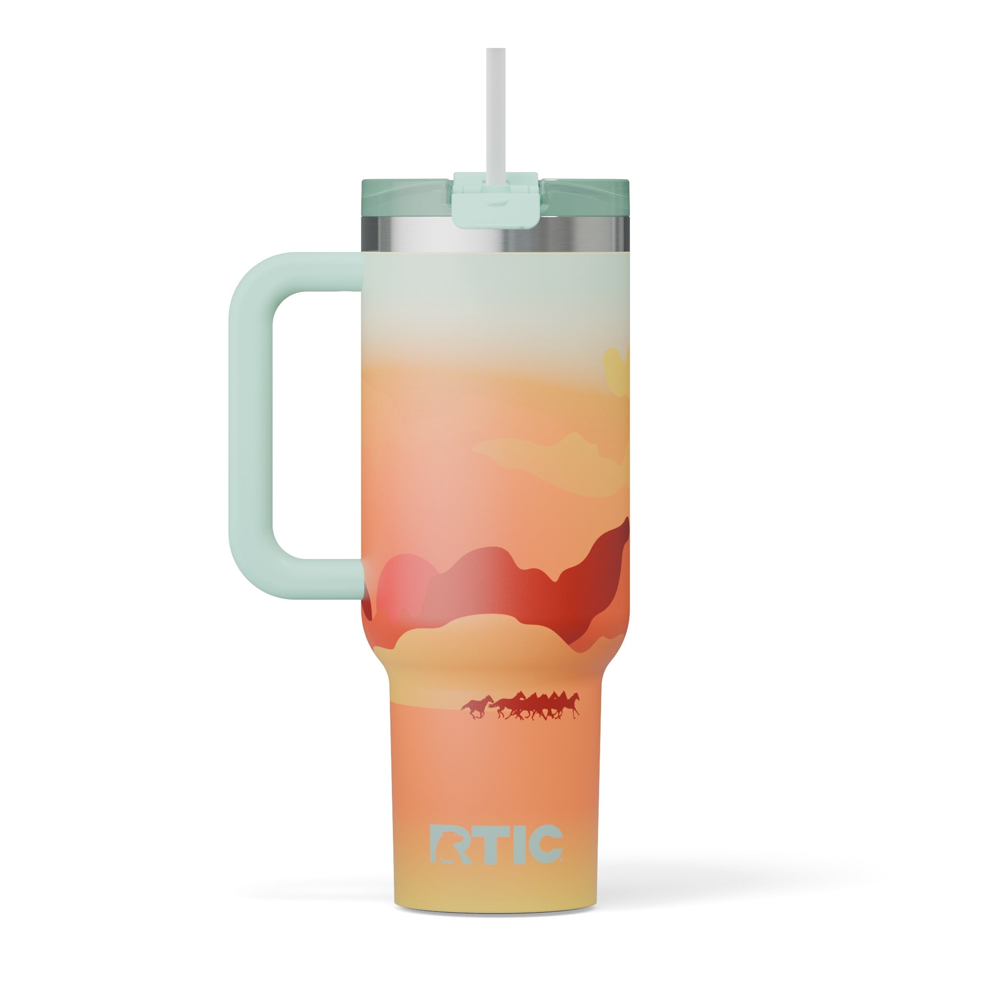 Custom Desert Sunset RTIC 40 oz Road Trip Tumbler, personalized by SanCanDo Swag in Argyle, TX
