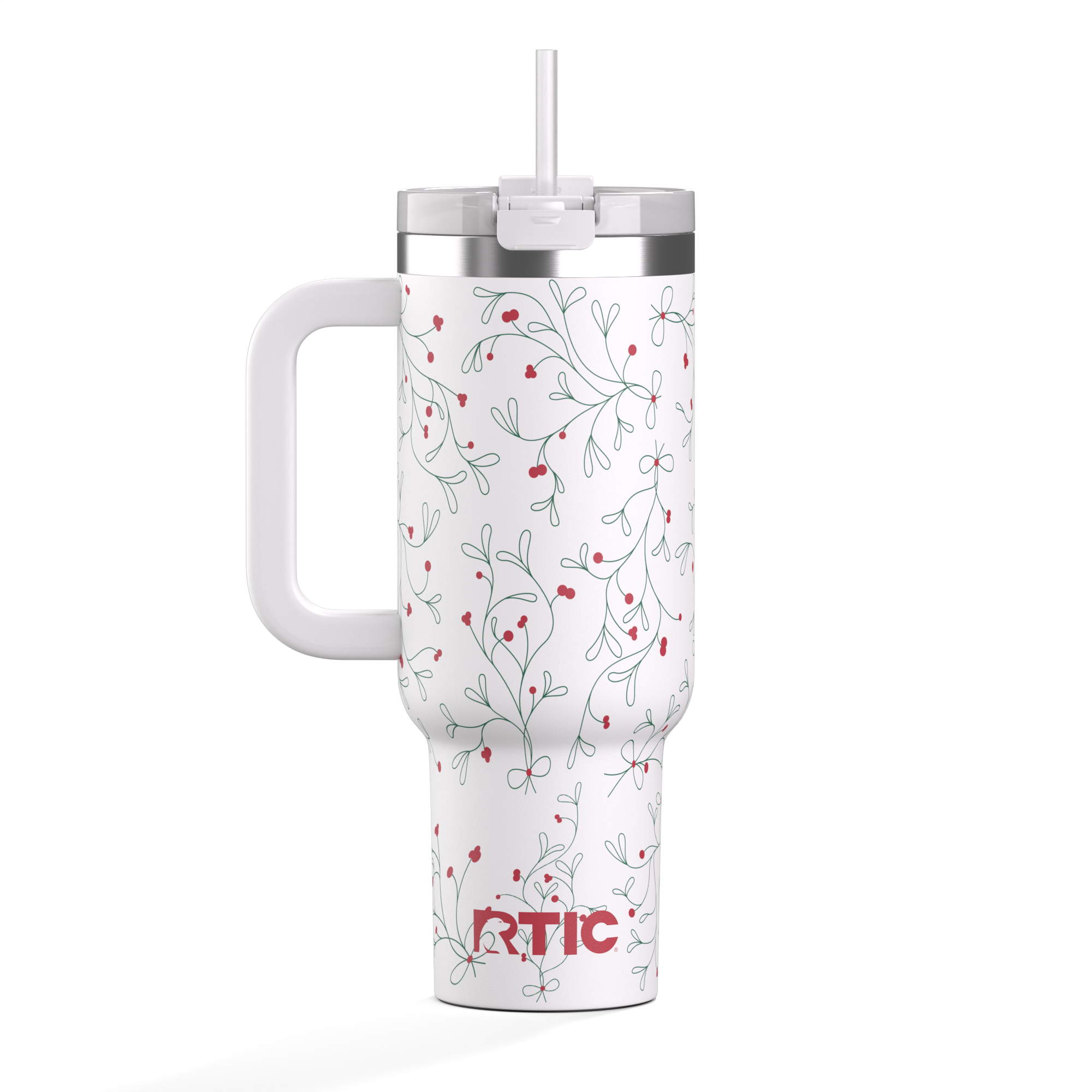 Custom Mistletoe RTIC 40 oz Road Trip Tumbler, personalized by SanCanDo Swag in Argyle, TX