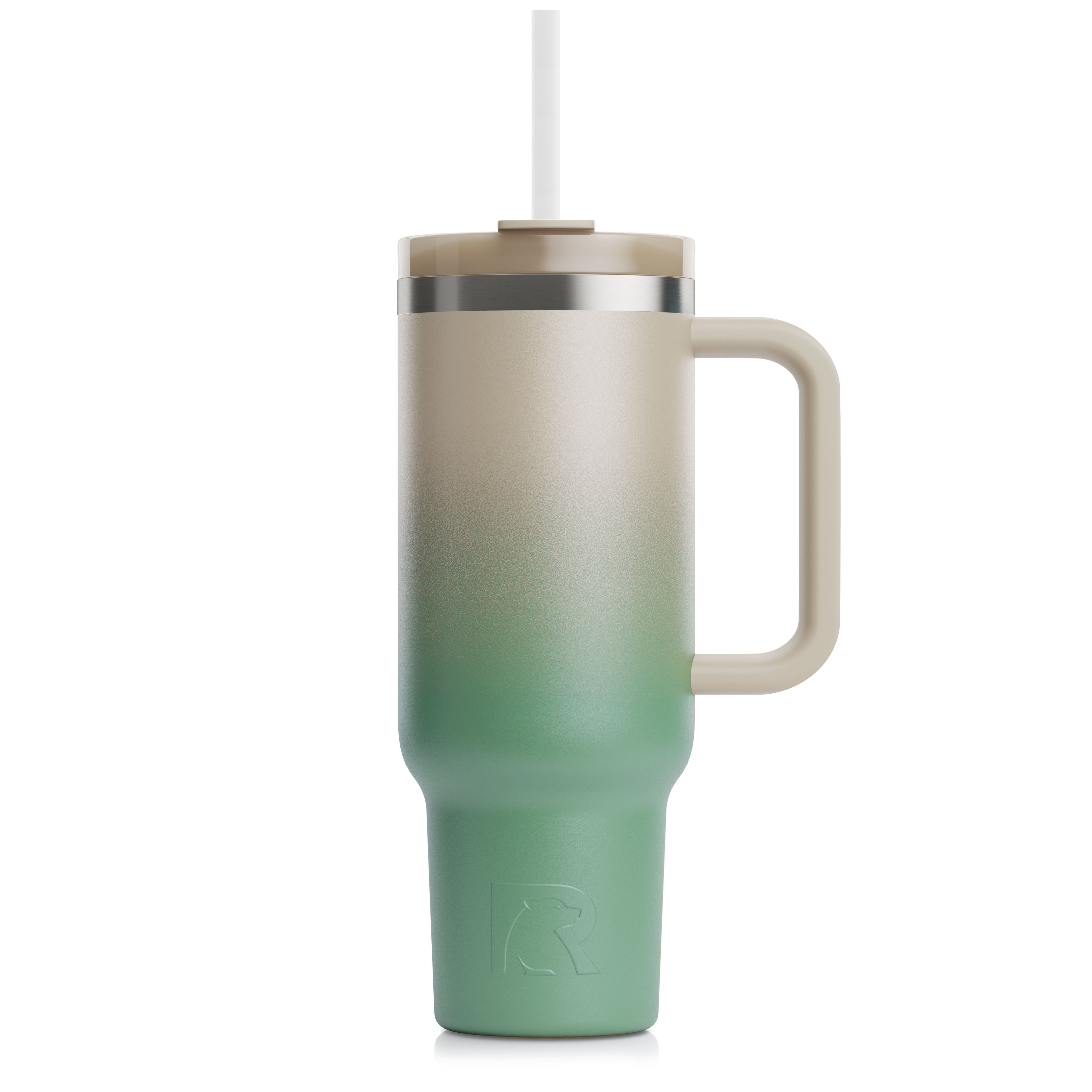 Custom Sage Ombre RTIC 40 oz Road Trip Tumbler, personalized by SanCanDo Swag in Argyle, TX