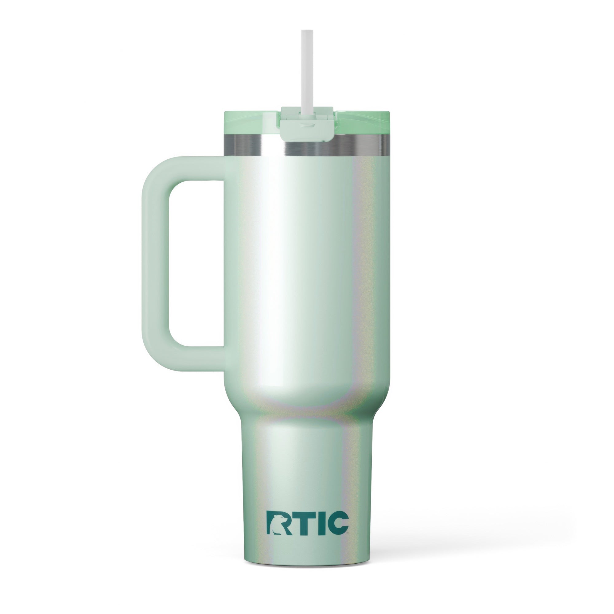 Custom Fresh Mint Glitter RTIC 40 oz Road Trip Tumbler, personalized by SanCanDo Swag in Argyle, TX