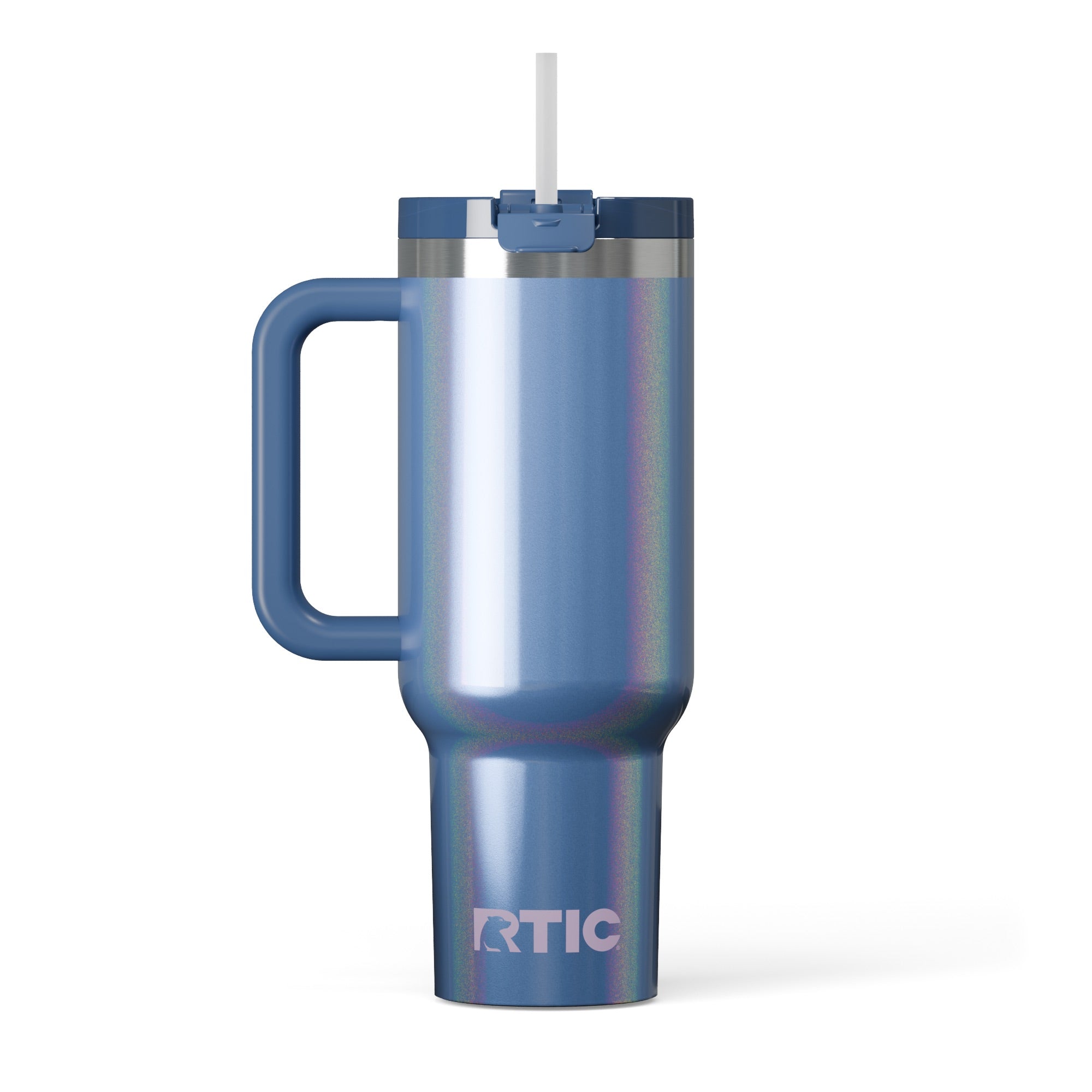 Custom Pond Glitter RTIC 40 oz Road Trip Tumbler, personalized by SanCanDo Swag in Argyle, TX