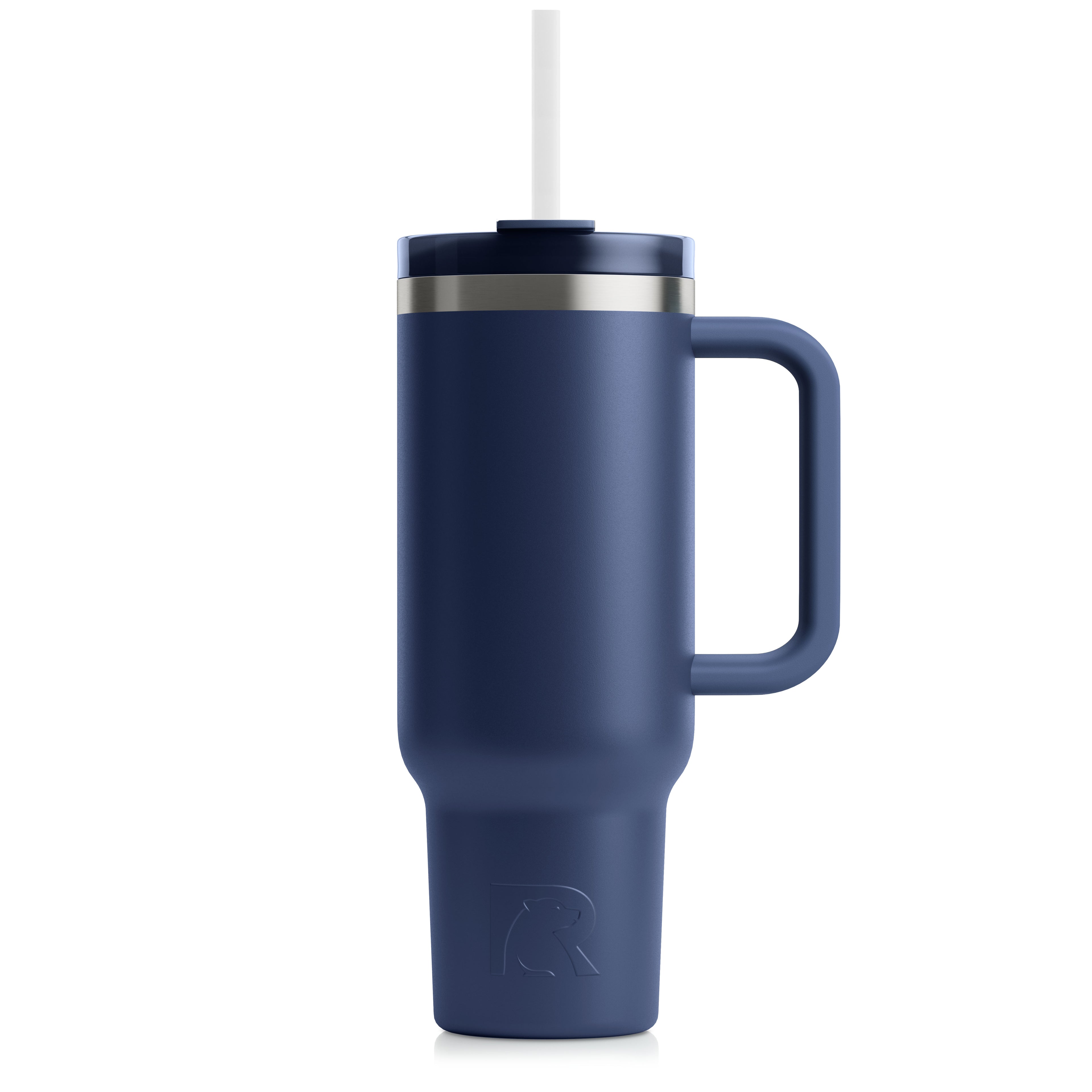 Custom Navy RTIC 40 oz Road Trip Tumbler, personalized by SanCanDo Swag in Argyle, TX