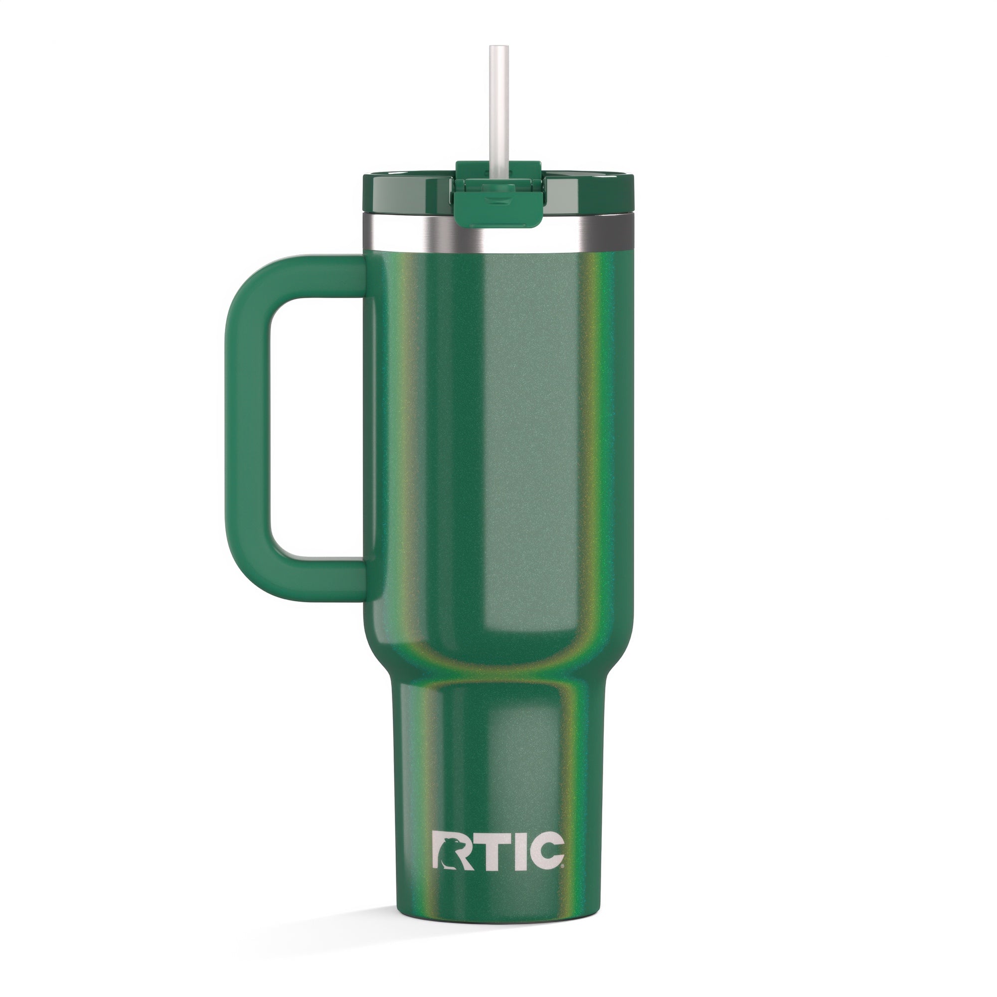 Custom Pine Tree Glitter RTIC 40 oz Road Trip Tumbler, personalized by SanCanDo Swag in Argyle, TX