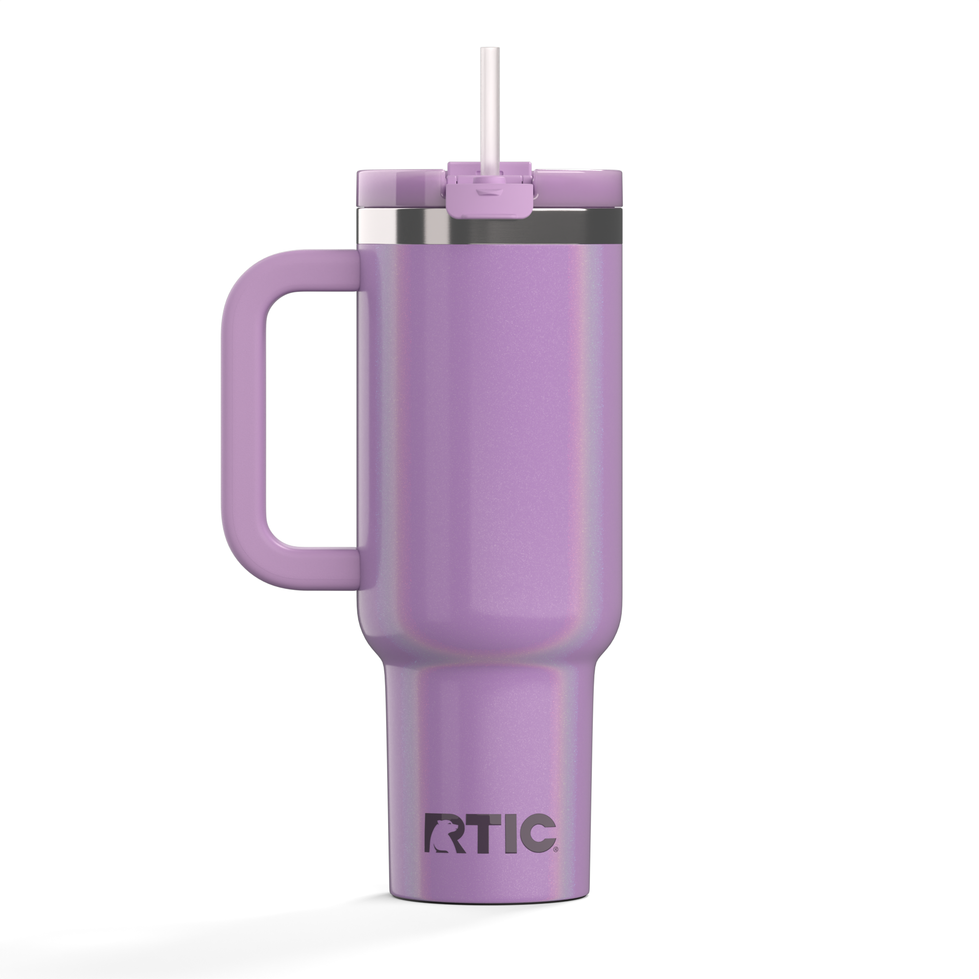 Custom Lavender Glitter RTIC 40 oz Road Trip Tumbler, personalized by SanCanDo Swag in Argyle, TX