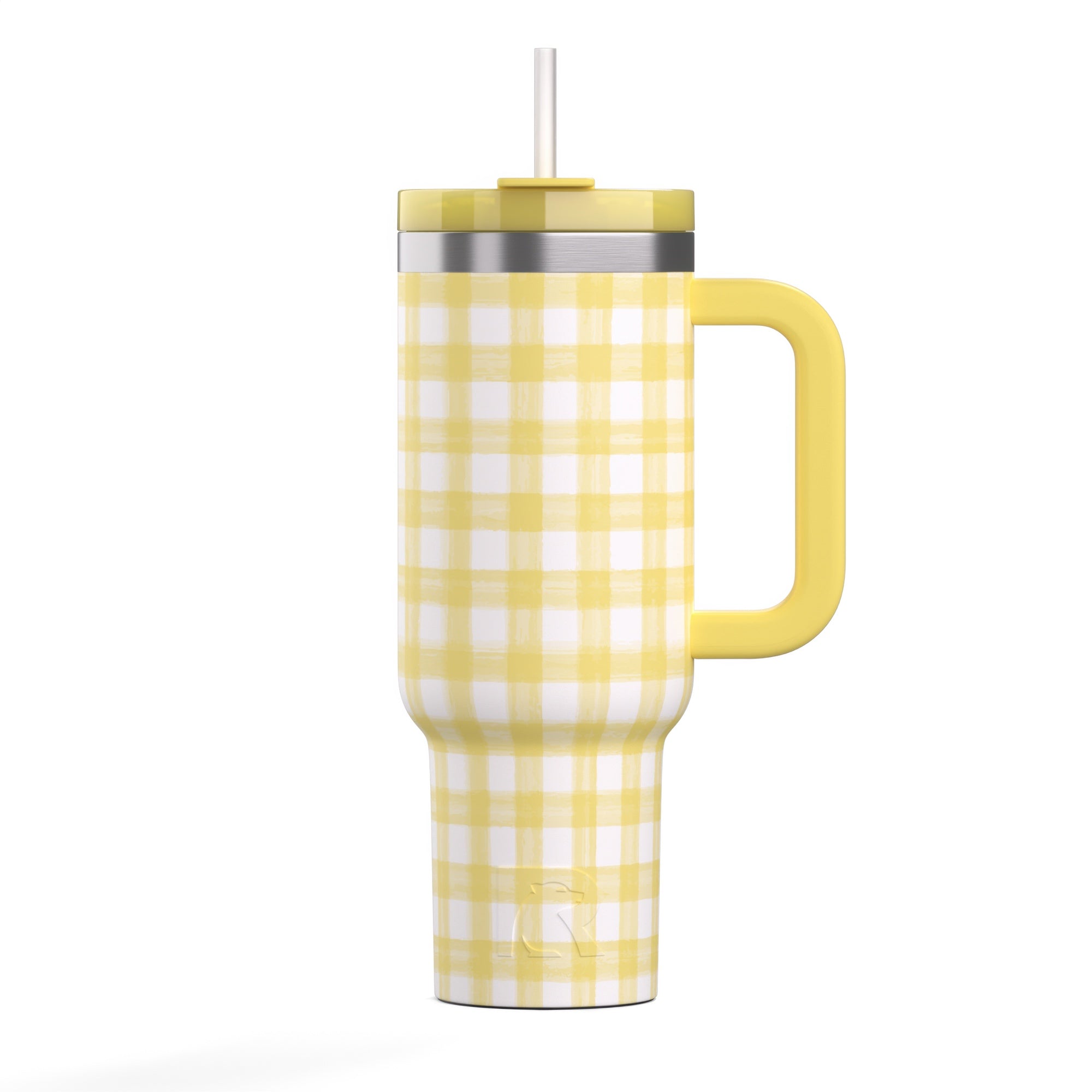 Custom Sunlight Gingham RTIC 40 oz Road Trip Tumbler, personalized by SanCanDo Swag in Argyle, TX