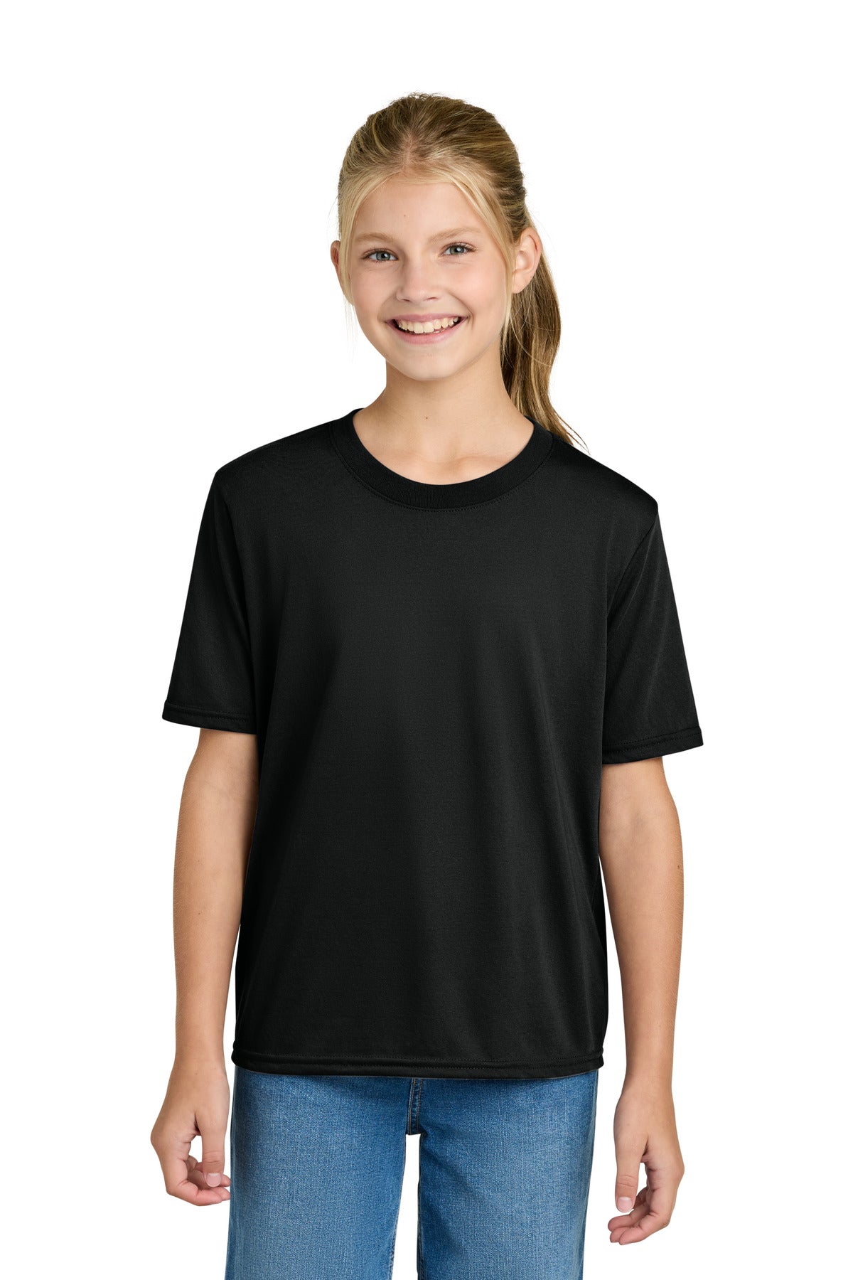 Custom Black Youth Gildan Performance Tee 42000B, personalized by SanCanDo Swag in Argyle, TX