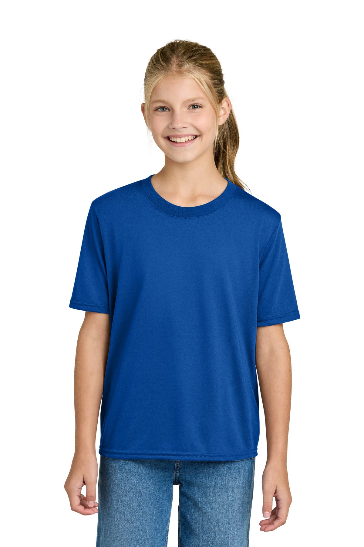 Custom Royal Youth Gildan Performance Tee 42000B, personalized by SanCanDo Swag in Argyle, TX