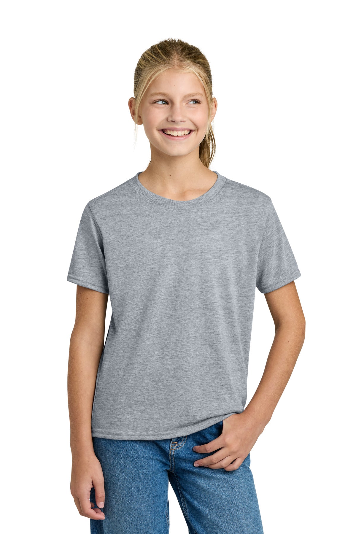 Custom Sport Grey Youth Gildan Performance Tee 42000B, personalized by SanCanDo Swag in Argyle, TX