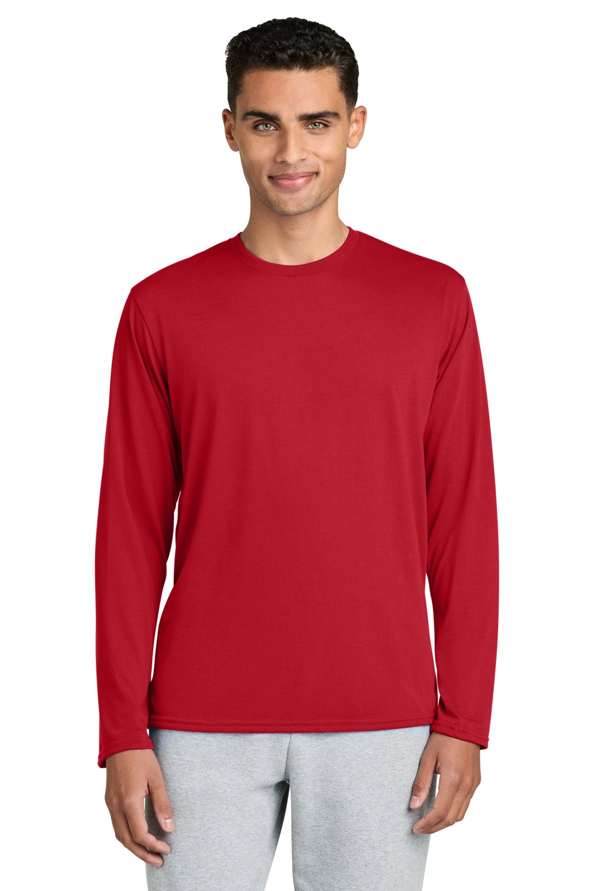 Custom Red Performance Long Sleeve Tee 42400, personalized by SanCanDo Swag in Argyle, TX