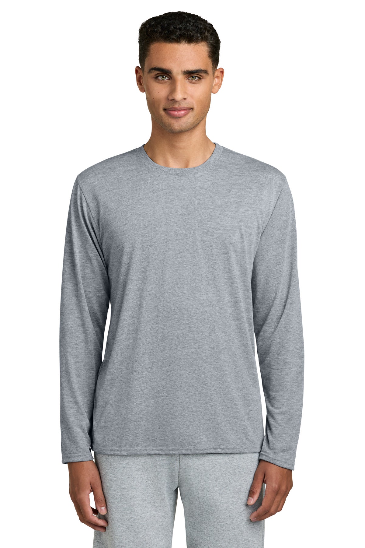 Custom Sport Grey Performance Long Sleeve Tee 42400, personalized by SanCanDo Swag in Argyle, TX