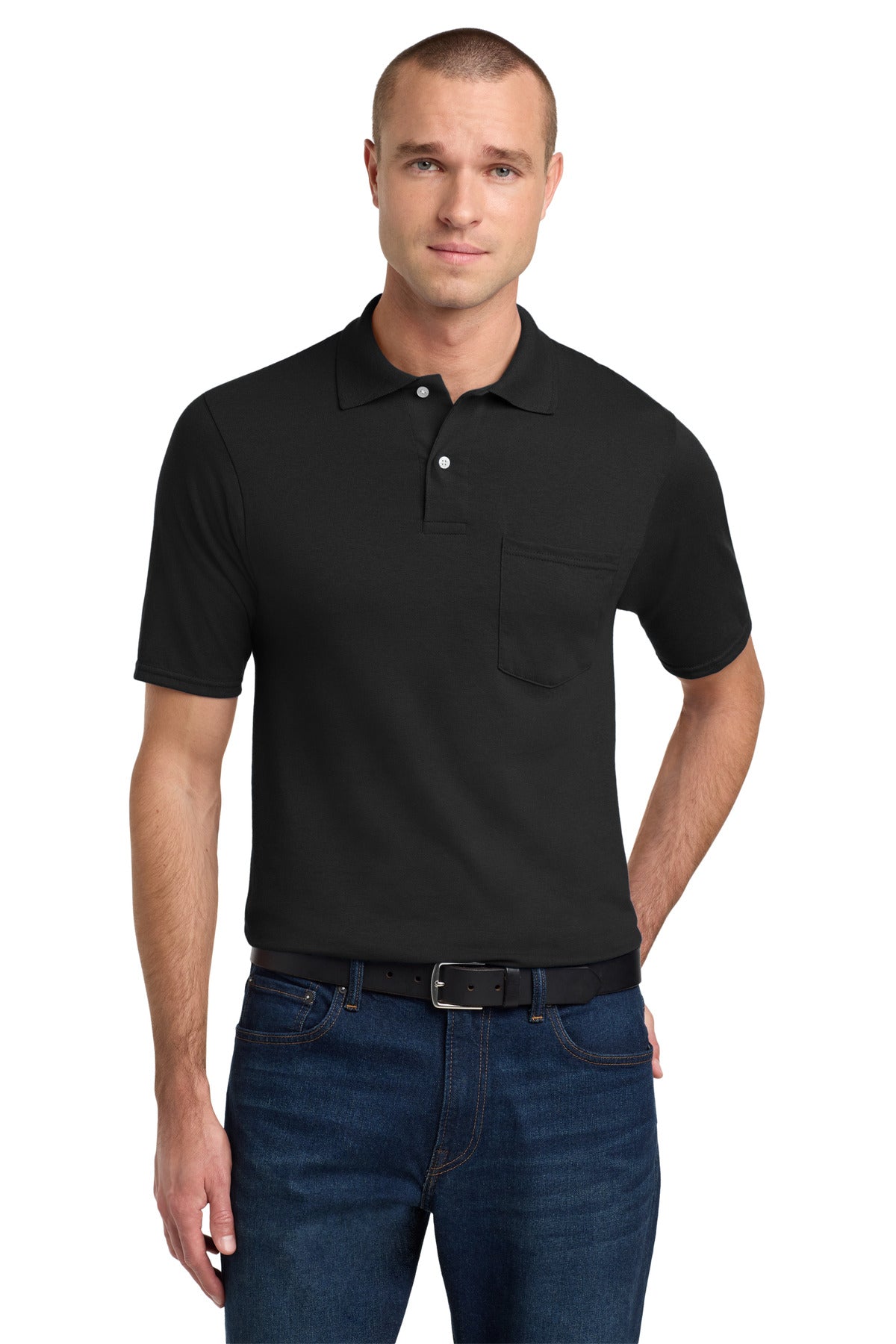 Custom Black Dri-Power Pocket Sport Shirt 436MP, personalized by SanCanDo Swag in Argyle, TX