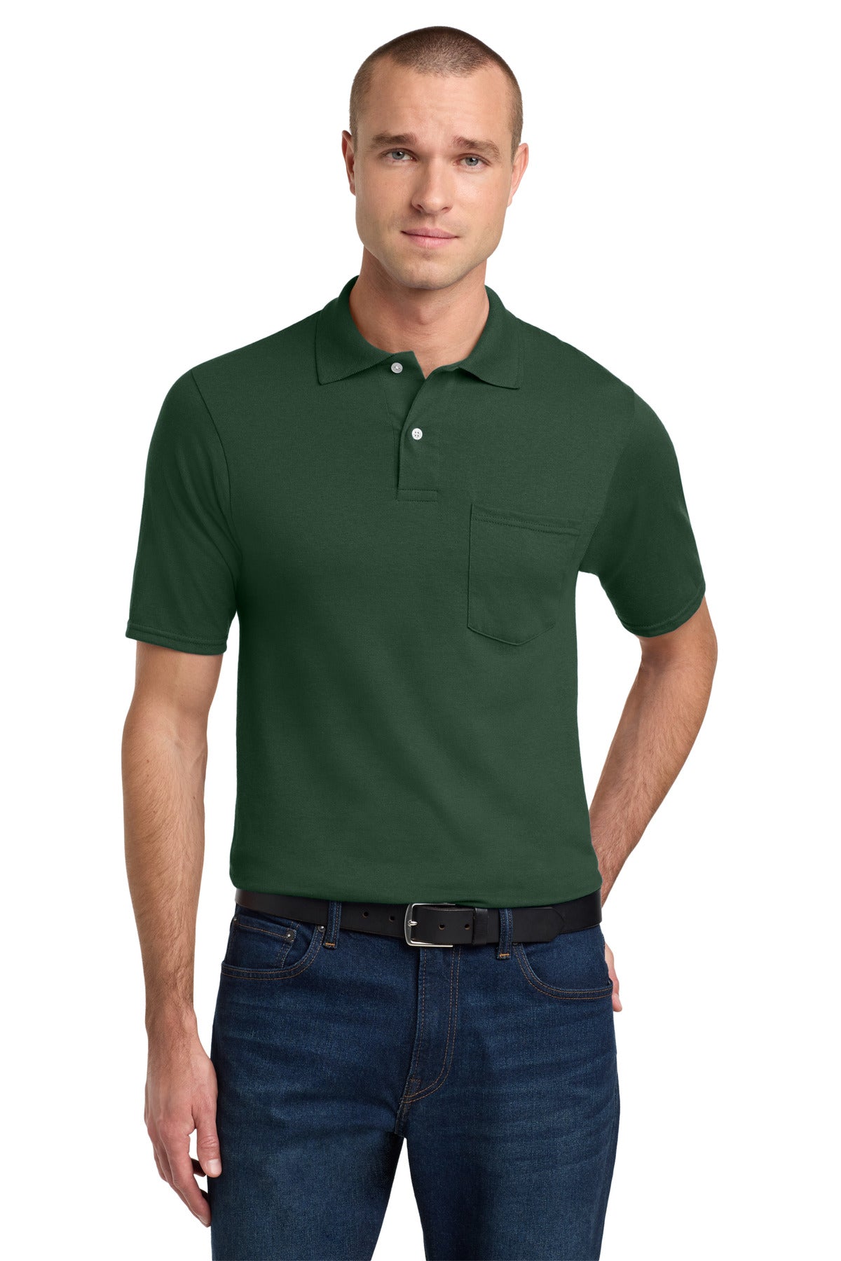 Custom Forest Green Dri-Power Pocket Sport Shirt 436MP, personalized by SanCanDo Swag in Argyle, TX