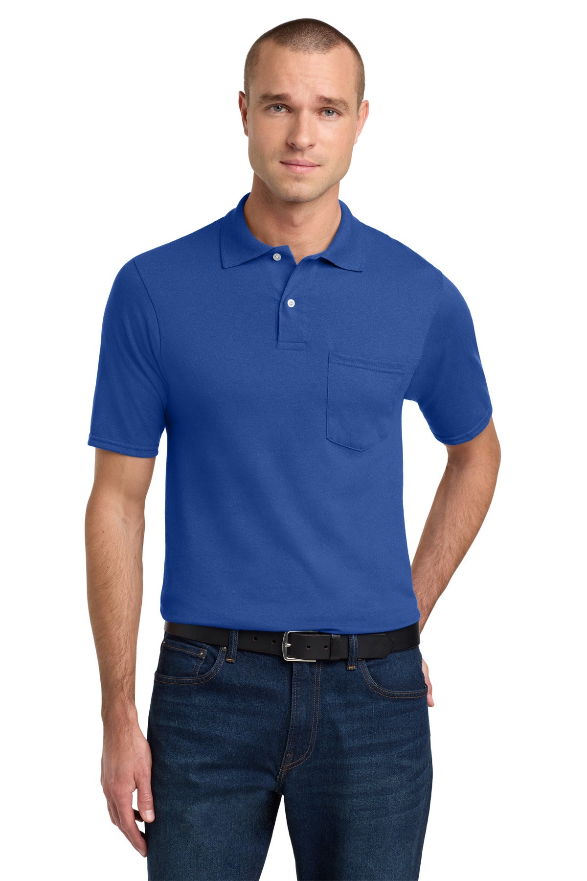 Custom Royal Dri-Power Pocket Sport Shirt 436MP, personalized by SanCanDo Swag in Argyle, TX