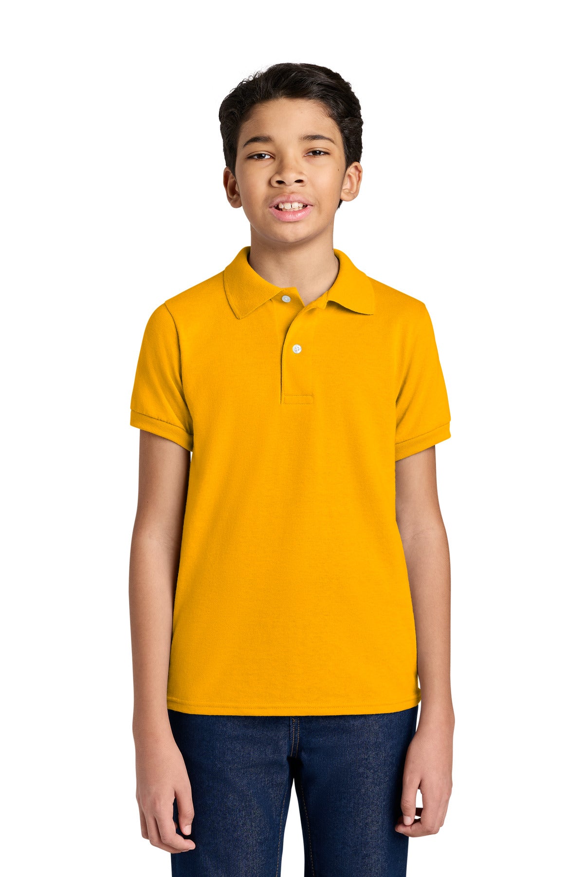 Custom Gold Youth Dri-Power Sport Shirt 437B, personalized by SanCanDo Swag in Argyle, TX