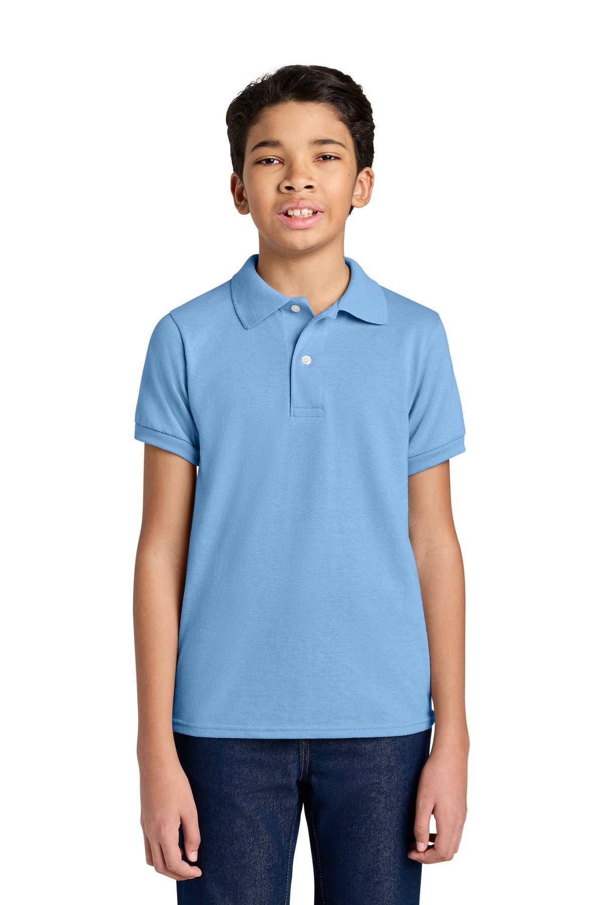Custom Light Blue Youth Dri-Power Sport Shirt 437B, personalized by SanCanDo Swag in Argyle, TX