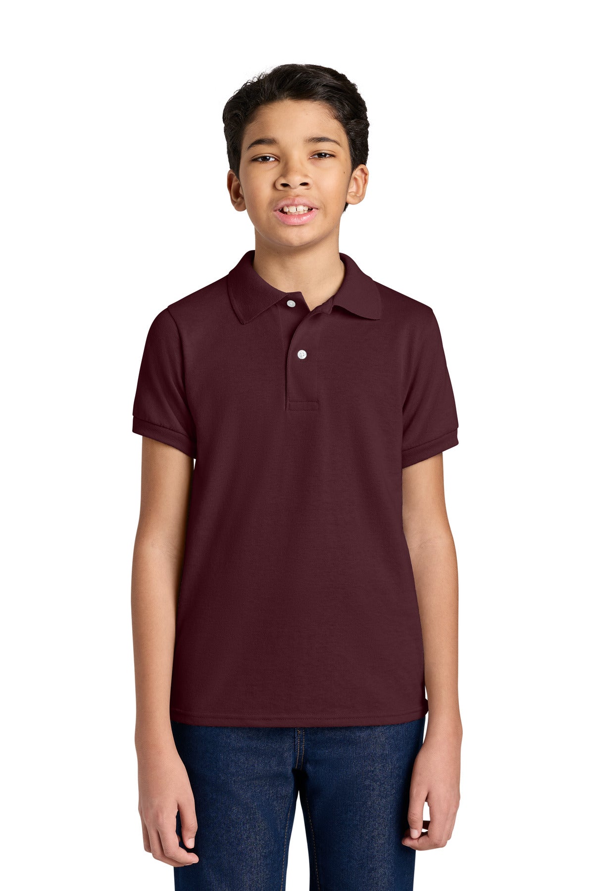 Custom Maroon Youth Dri-Power Sport Shirt 437B, personalized by SanCanDo Swag in Argyle, TX