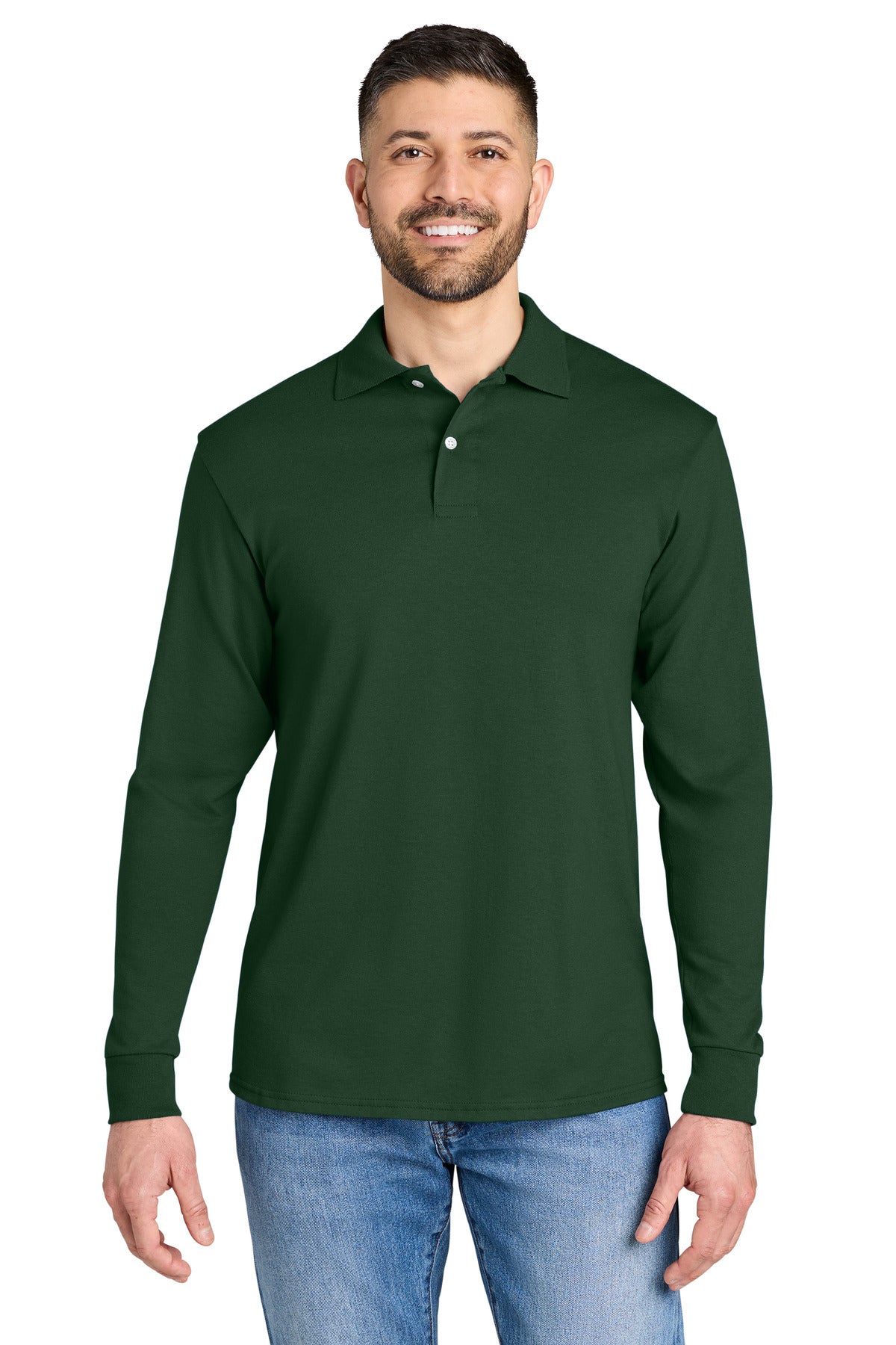Custom Forest Green Dri-Power Long Sleeve Sport Shirt 437LS, personalized by SanCanDo Swag in Argyle, TX