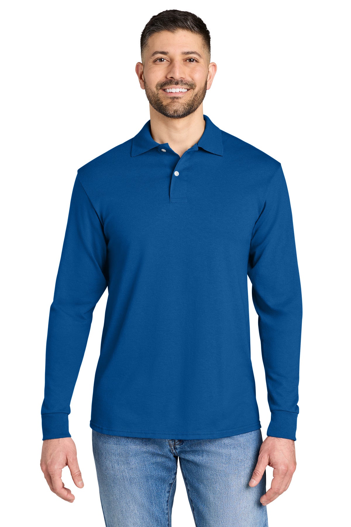 Custom Royal Dri-Power Long Sleeve Sport Shirt 437LS, personalized by SanCanDo Swag in Argyle, TX