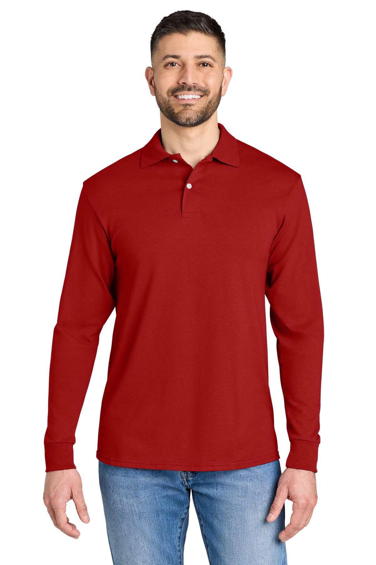 Custom True Red Dri-Power Long Sleeve Sport Shirt 437LS, personalized by SanCanDo Swag in Argyle, TX