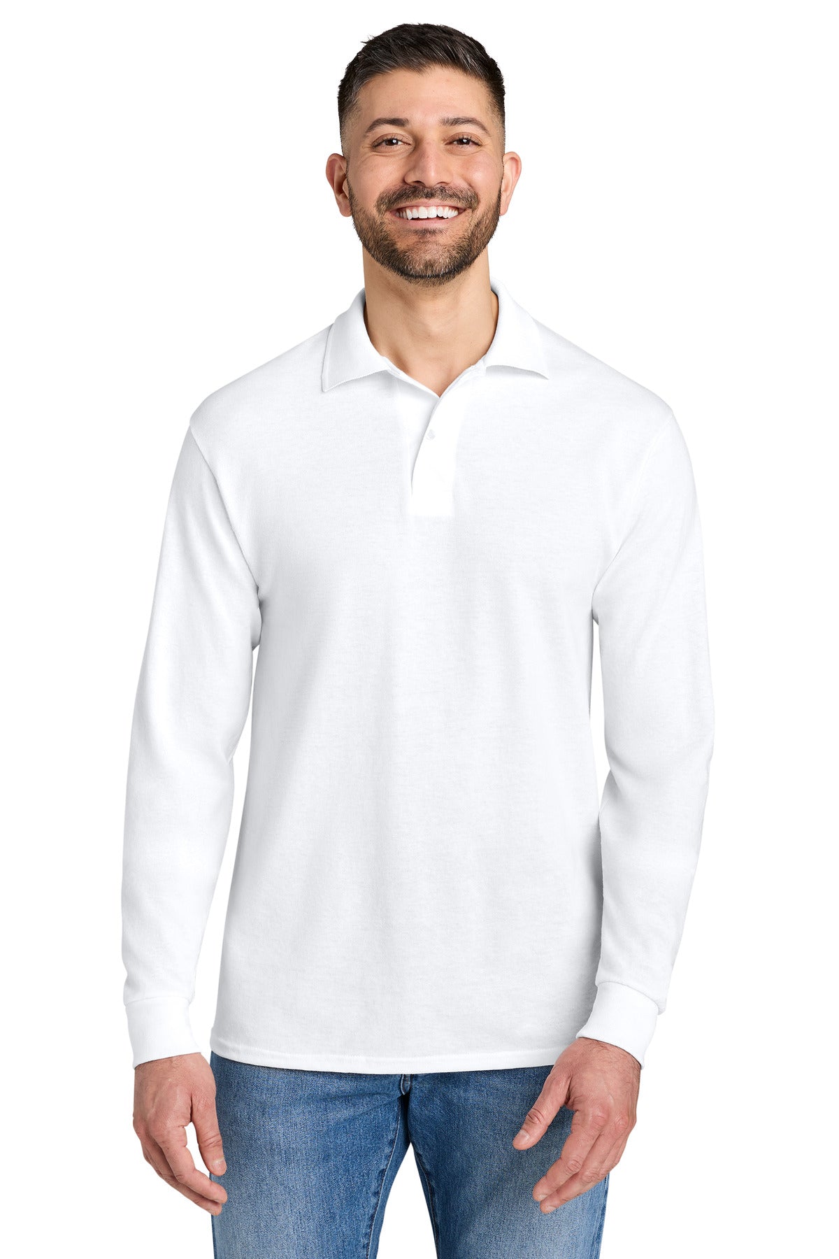 Custom White Dri-Power Long Sleeve Sport Shirt 437LS, personalized by SanCanDo Swag in Argyle, TX