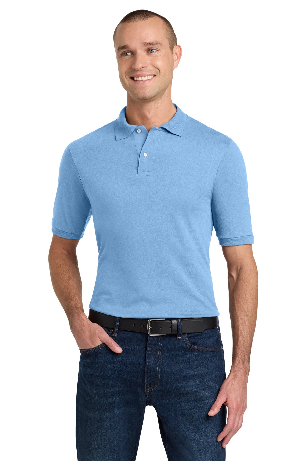 Custom Light Blue Dri-Power Sport Shirt 437M, personalized by SanCanDo Swag in Argyle, TX