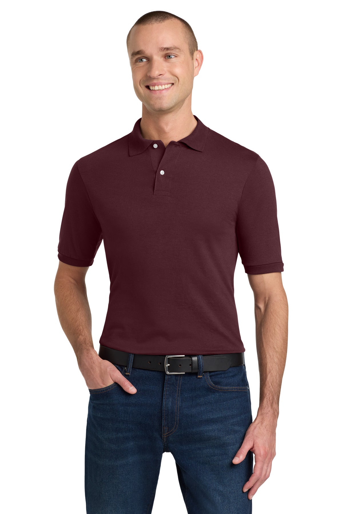 Custom Maroon Dri-Power Sport Shirt 437M, personalized by SanCanDo Swag in Argyle, TX
