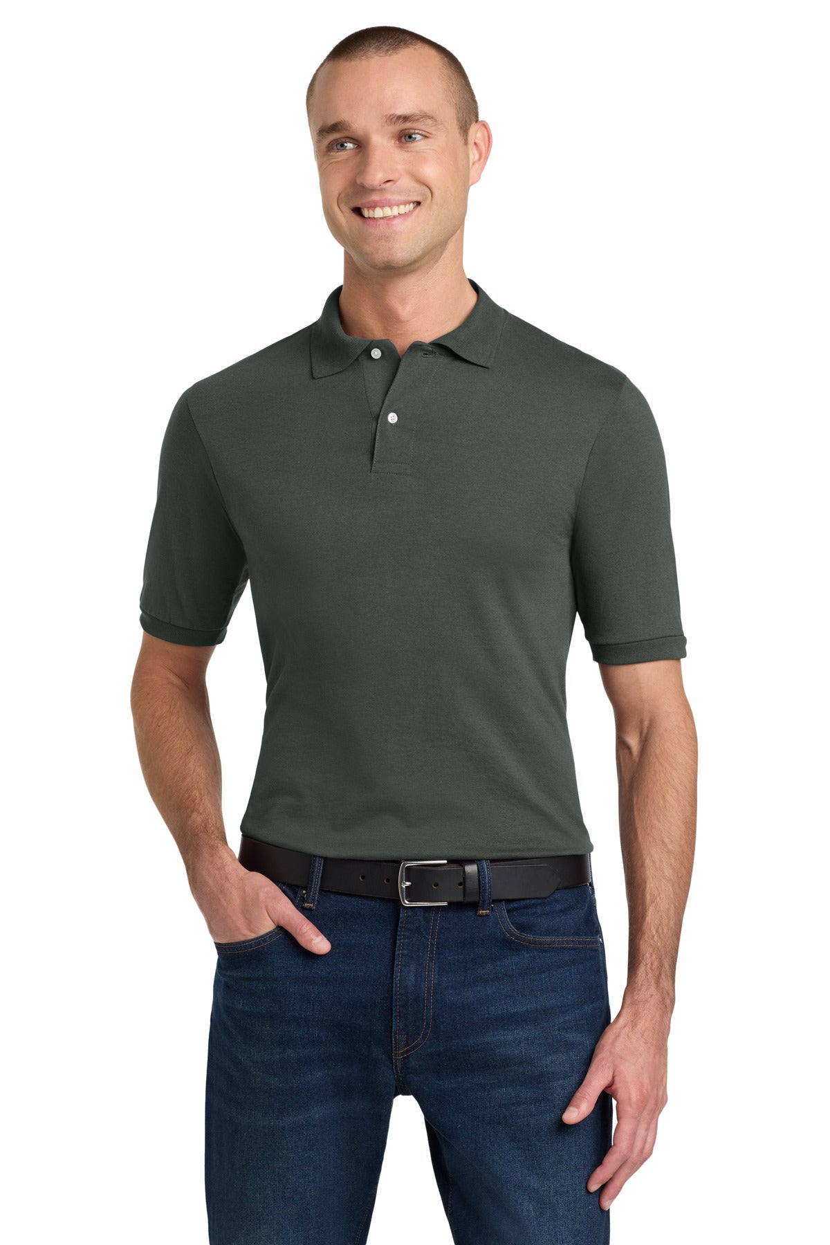 Custom Charcoal Grey Dri-Power Sport Shirt 437M, personalized by SanCanDo Swag in Argyle, TX