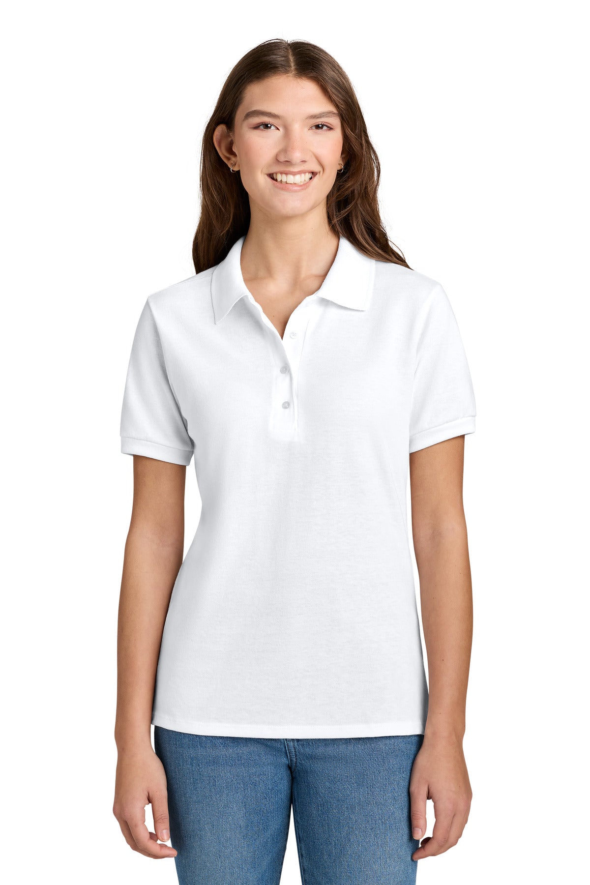 Custom White Women's Dri-Power Sport Shirt 437W, personalized by SanCanDo Swag in Argyle, TX