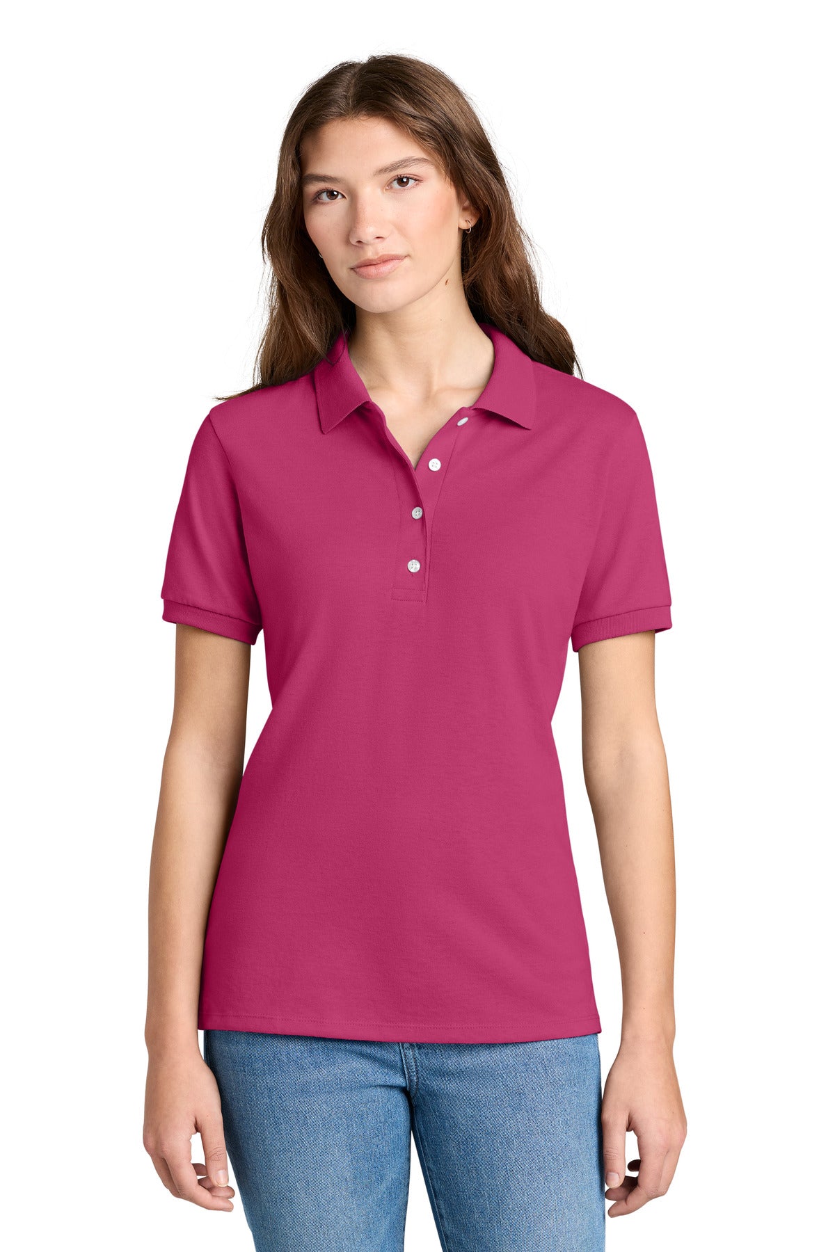Custom Cyber Pink Women's Dri-Power Sport Shirt 437W, personalized by SanCanDo Swag in Argyle, TX